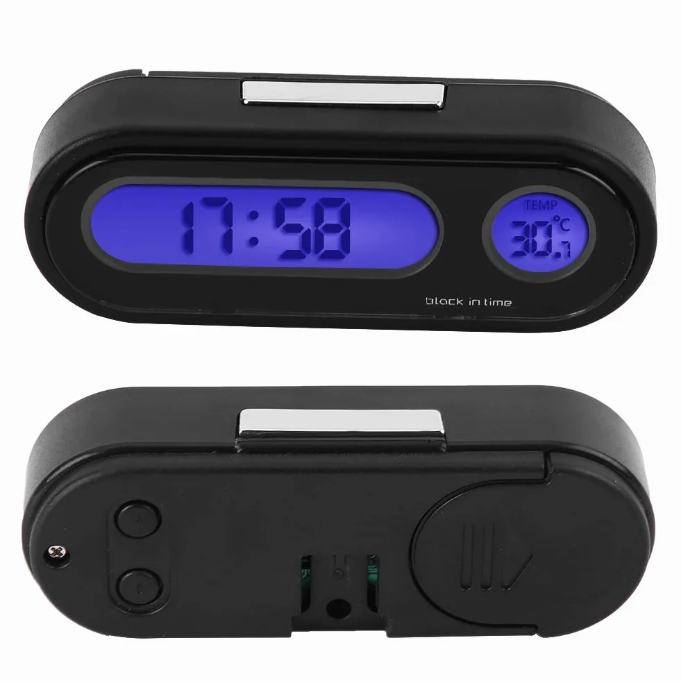 Zegar cyfrowy termometr woltomierz monitor,termometr samochodowy-Duokon 2 w 1 wnętrze samochodu Mini elektroniczny zegarek LED cyfrowy zegar termometr woltomierz;