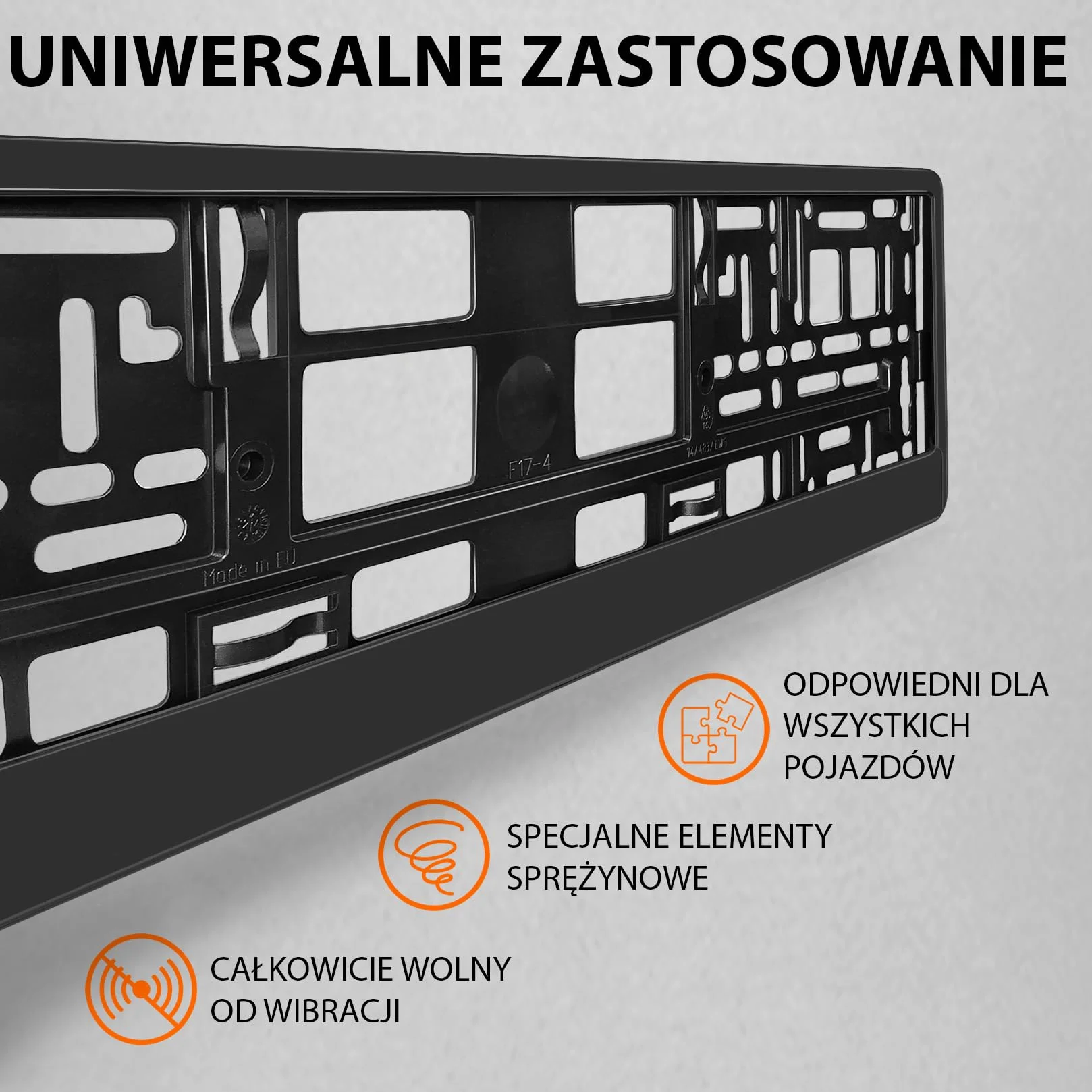 2x Uchwyt tablicy rejestracyjnej - trwały i bezpieczny - 8 śrub - czarny - 520x110 mm - Ramka do tablic rejestracyjnych - pasuje do każdego samochodu - dla polskich tablic PL - uniwersalne mocowanie
