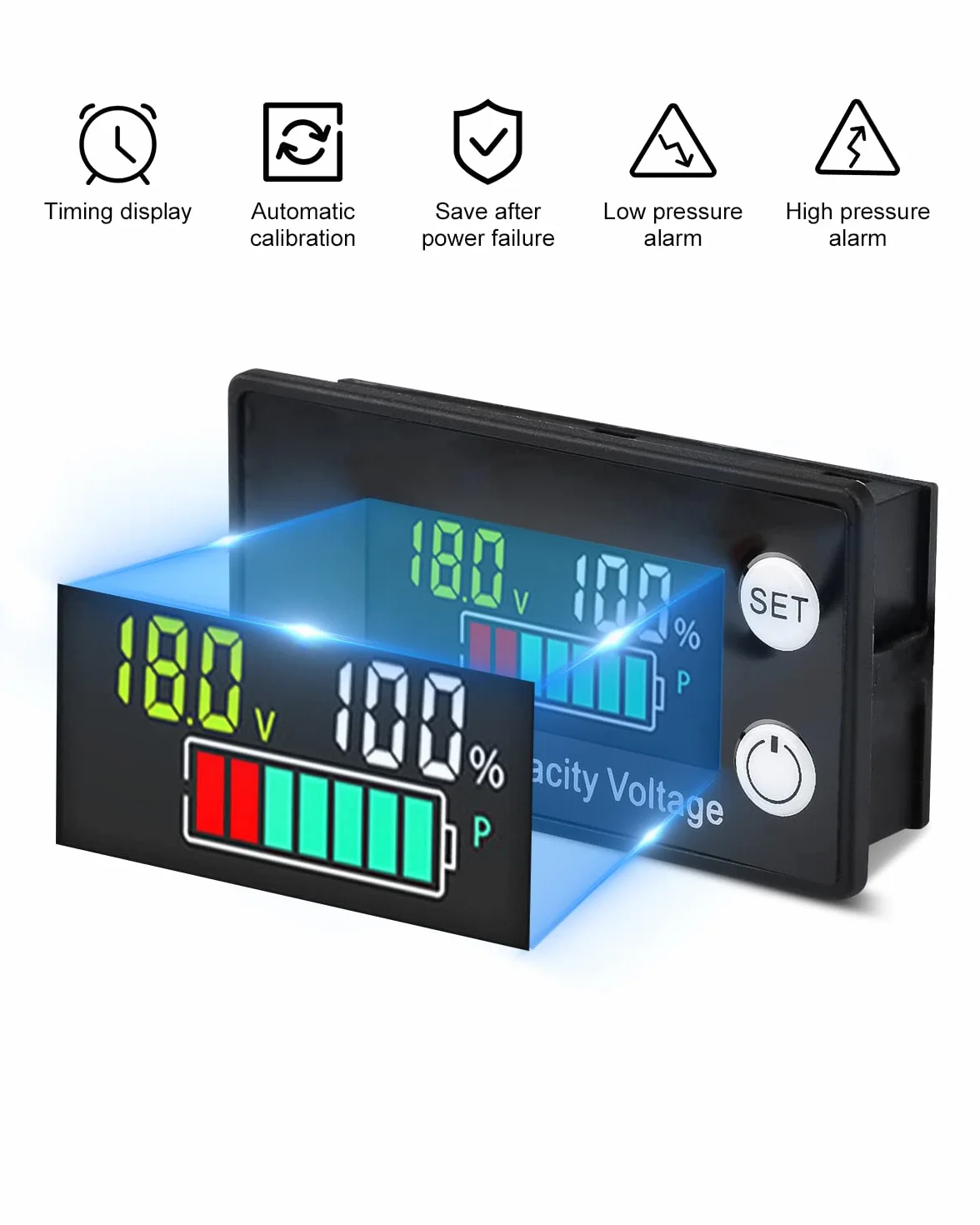 Alarm temperatury 12V 24V 36V 48V 72V 84V 84V 8-100V Cyfrowy miernik napięcia zasilania LCD