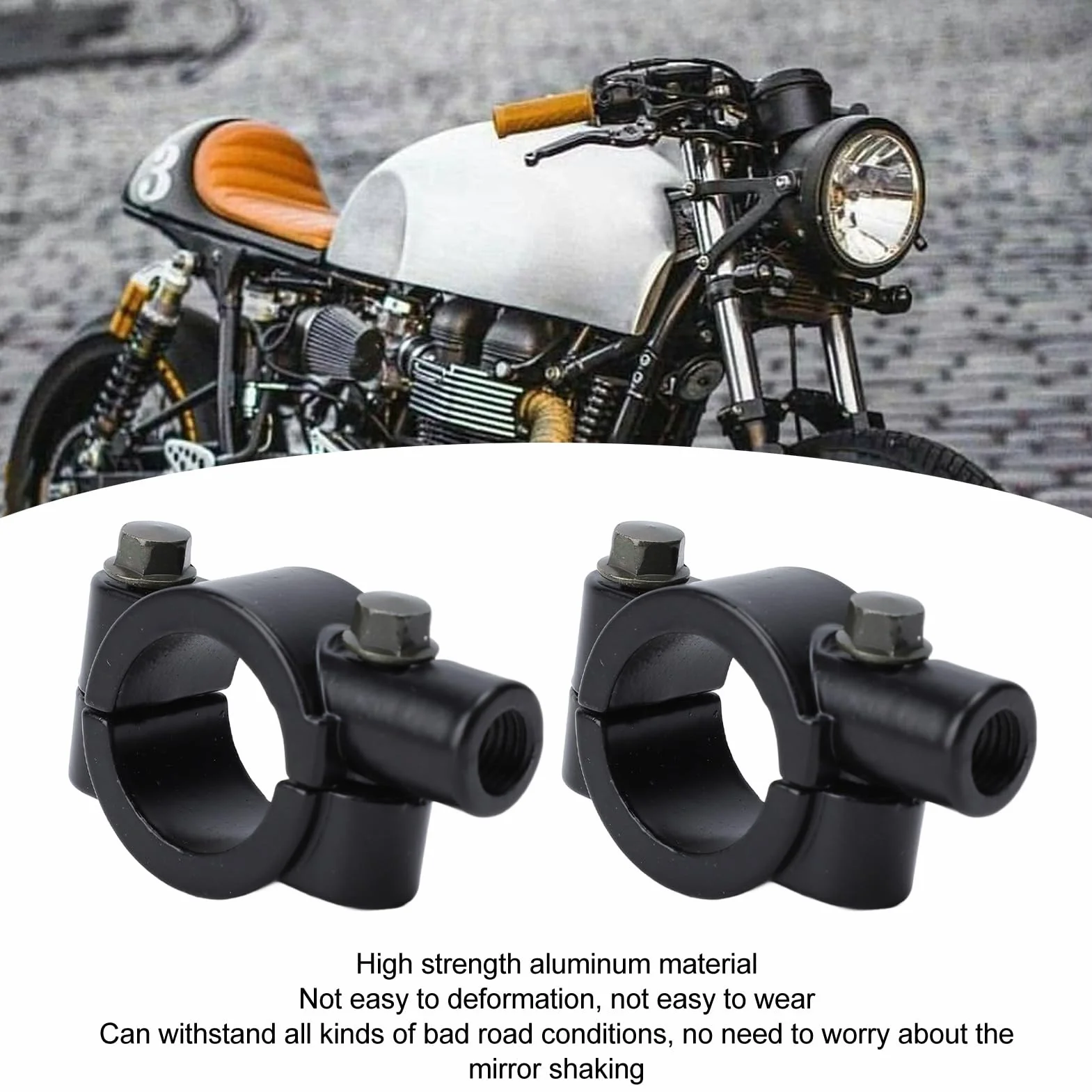 Zacisk do Mocowania Lusterek, 2 szt. 25 Mm Kierownica Motocykla Uchwyt do Mocowania Lusterek Zacisk Adapter Wspornika Uniwersalny do Motocykla ATV Skuter Project Bikes (Czarny M10)