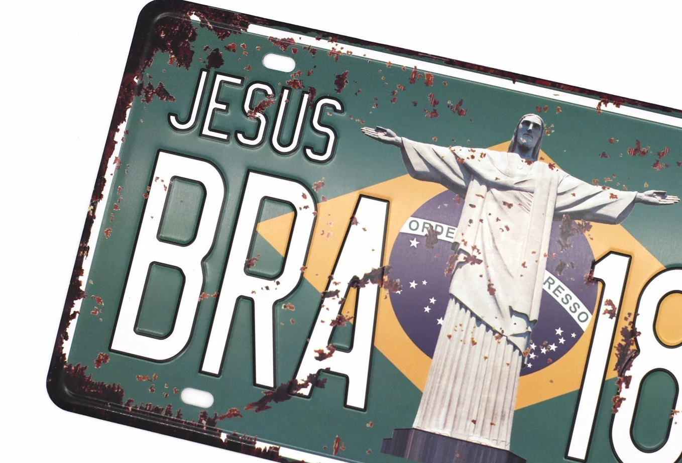 Jezus Brazylia BRA 1822 Auto Tablica rejestracyjna Samochód Tag Dom / Kawiarnia / Pub / Restauracja/Wystawa Dekoracja ścienna Vintage Tablica 15 x 30 cm