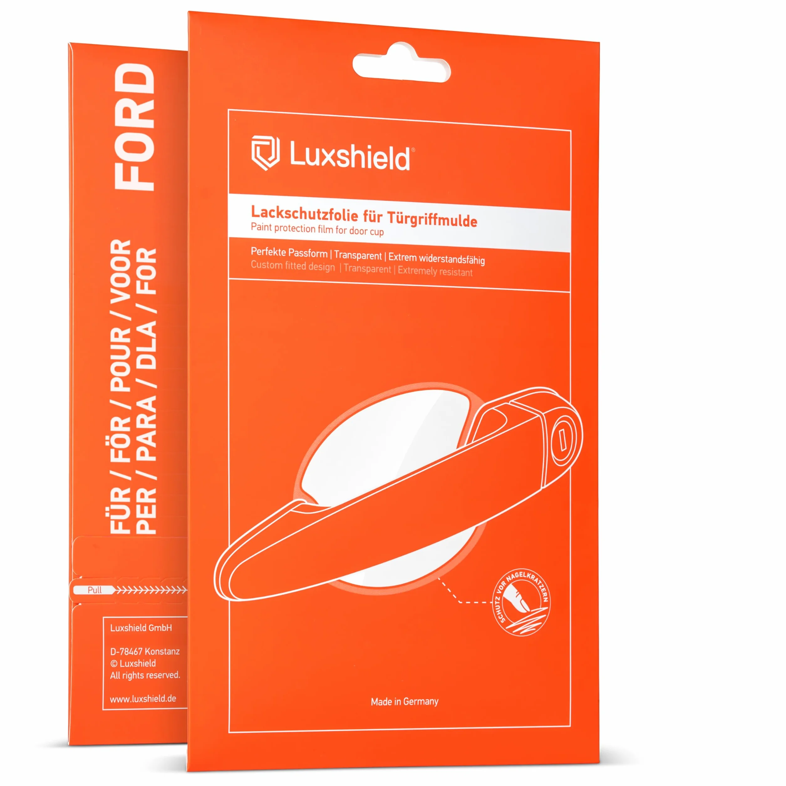 Luxshield folia ochronna na klamki kompatybilny z Ford Kuga 3 (III) ST-Line & Vignale I 2019-2026 - ochrona przed zarysowaniami, folia ochronna na lakier – przezroczysta błyszcząca
