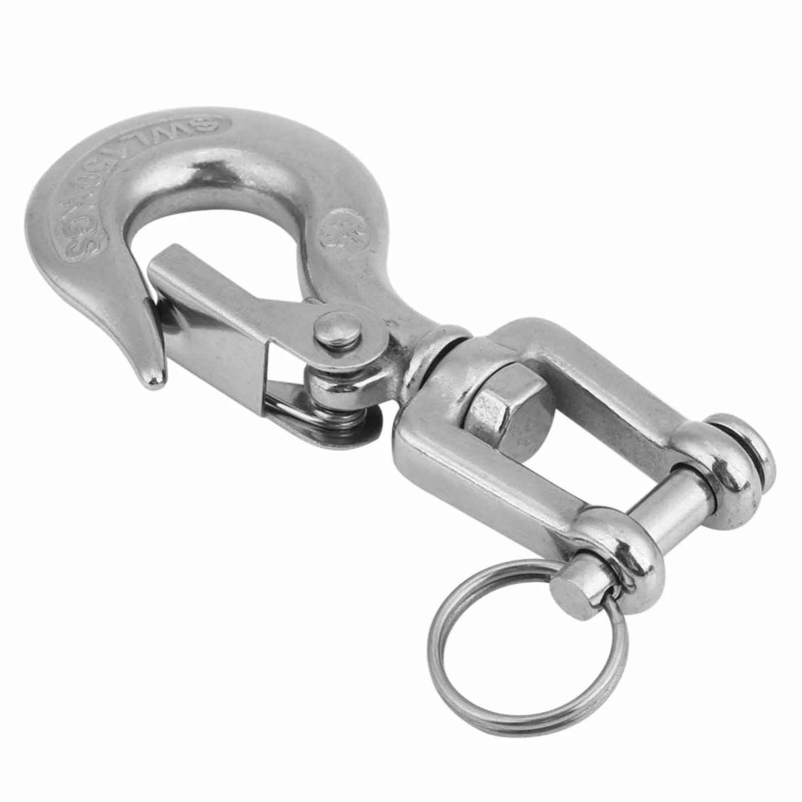 Obrotowy hak ze stali nierdzewnej, obrotowa głowica wideł ze stali nierdzewnej 304 Karabińczyk Dopuszczalne obciążenie 350 kg (90 mm)