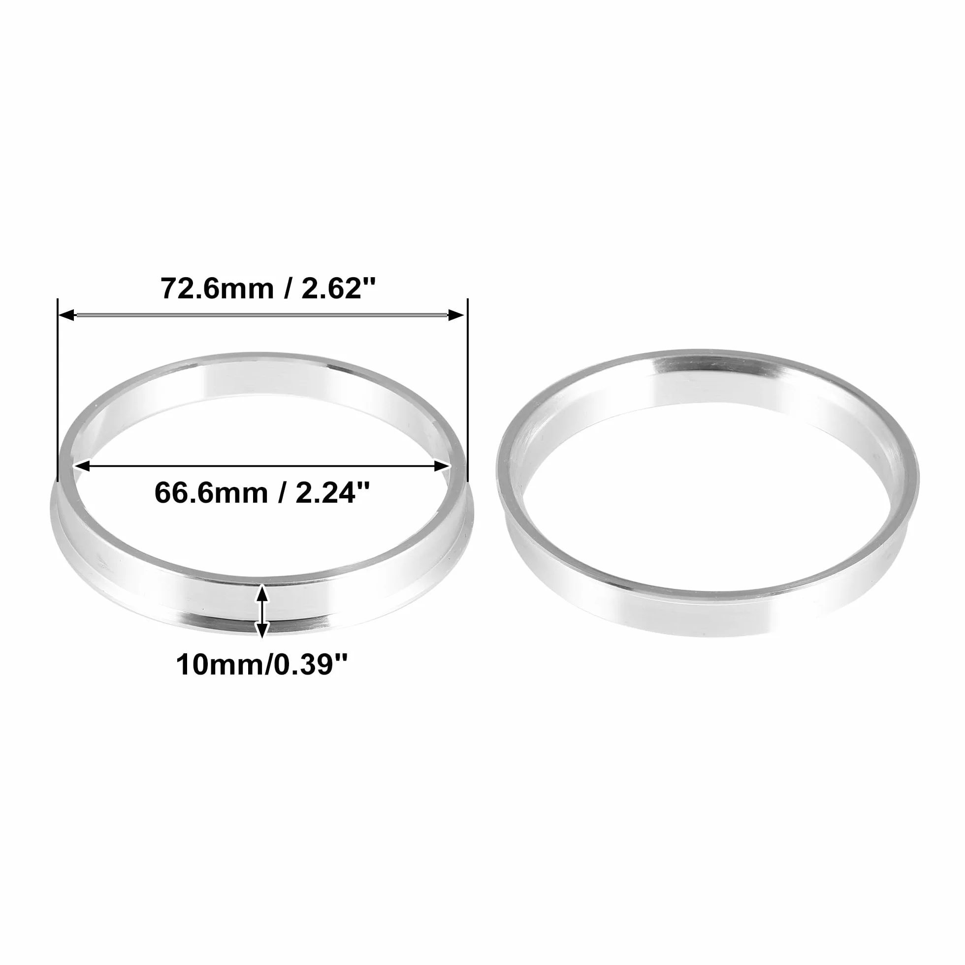 X AUTOHAUX 2 sztuki samochodowych pierścienie centryczne średnica zewnętrzna 72,6 mm do średnicy wewnętrznej 66,6 mm