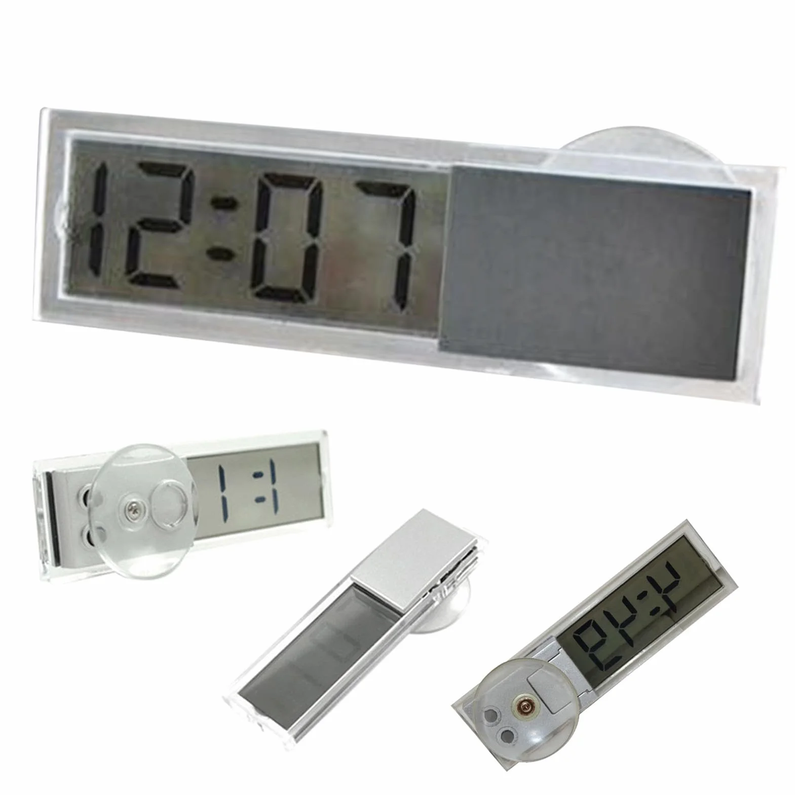 Zegar i temperatura samochodu, ma?y zegar elektroniczny z kubkiem ss?cym, wy?wietlacz temperatury pojazdu zegar desk? rozdzielcz? do ci??arówki, motocykla, 7,5 x 3,5 x 2 cm (2,95 x 1,38 x 0,79