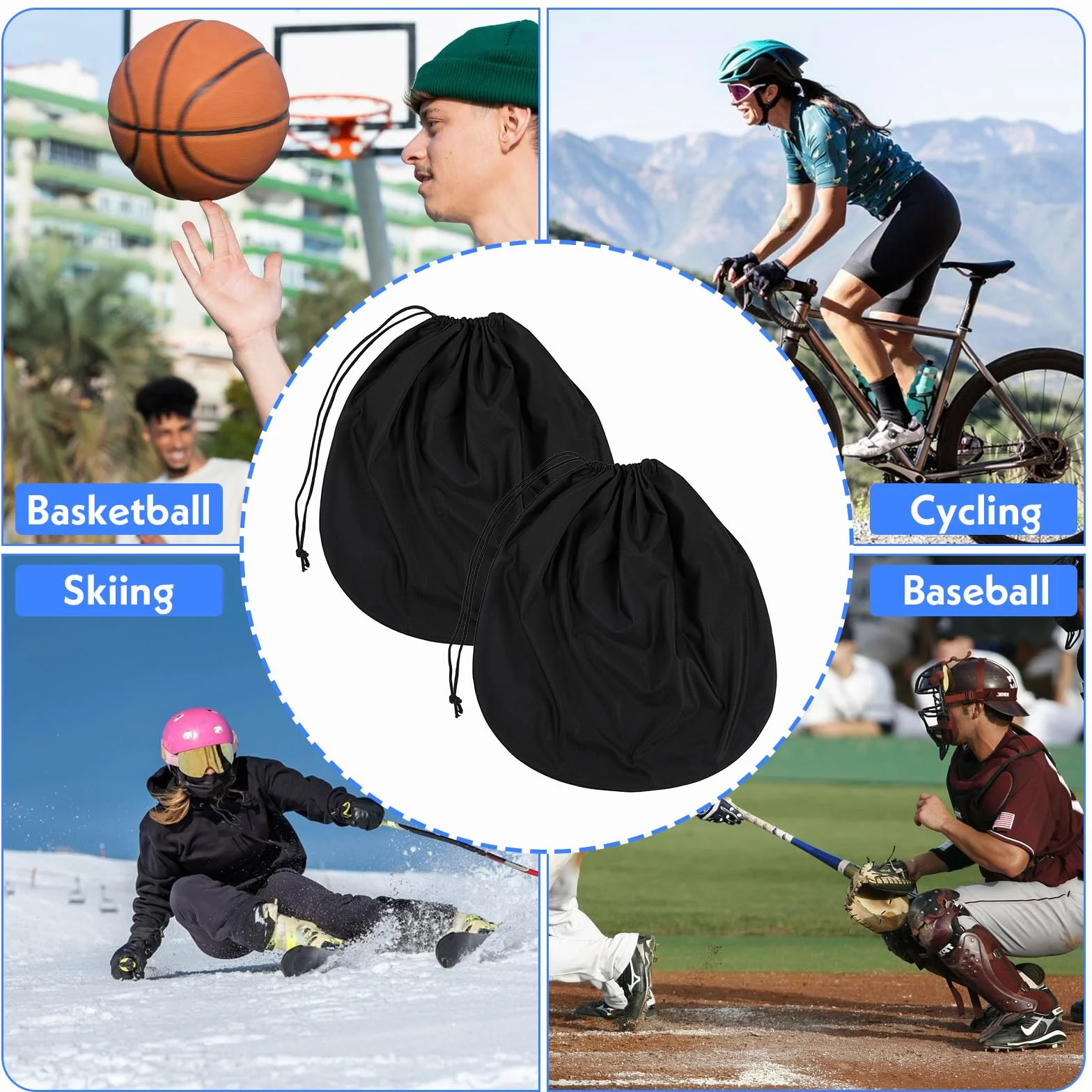 2-pak toreb na kask, torba do przechowywania, lekka torba do noszenia, pokrowiec na kask motocyklowy, duża torba na kask hokejowy, na wyścigi sportowe, rower, narty, podróże, koszykówkę, akcesoria do
