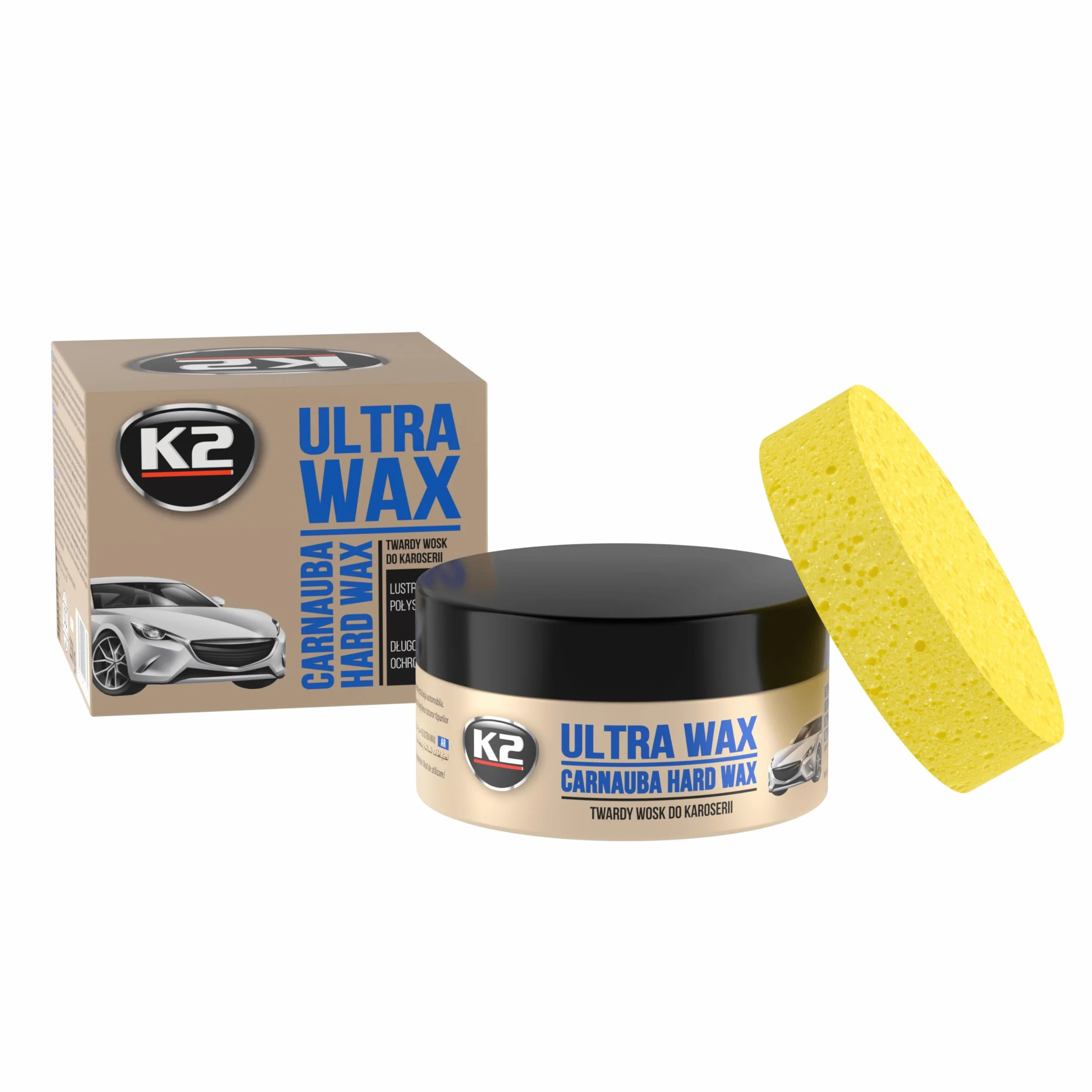K2 Ultra SAMOCHODOWY WOX Carnauba Polski Ochrona UV Głęboki połysk ŚWIETNY BEADING 250 g darmowy aplikator