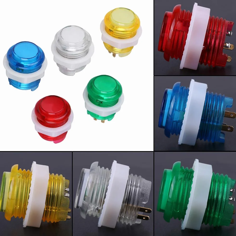 5 Sztuk 5V 24mm Przycisk Jumbo z Mikroprzełącznikiem LED Podświetlany Samoresetujący Przełącznik Wciskany