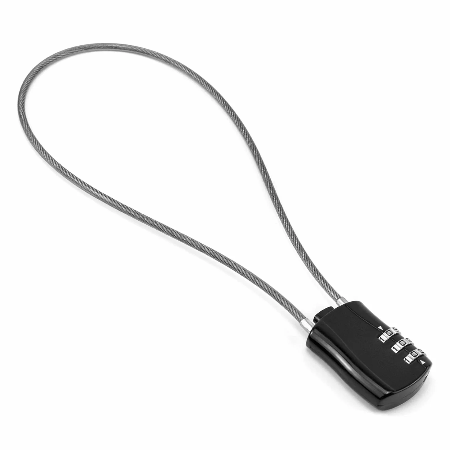 Linka QWORK 3-cyfrowy Zamek Szyfrowy z Linką Stalową do Bagażu, na Narty, na Kask, Czarny