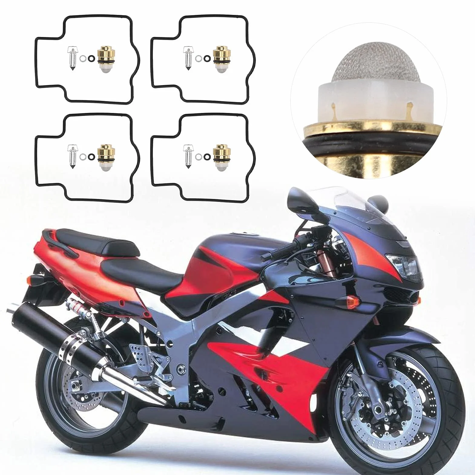 Zestaw Naprawczy Gaźnika Wymiana, 4 Zestawy Zestawy Naprawcze Gaźnika Motocyklowego Zamiennik dla ZX7 ZX7R ZX9R ZX900 ZX750 ZX1000