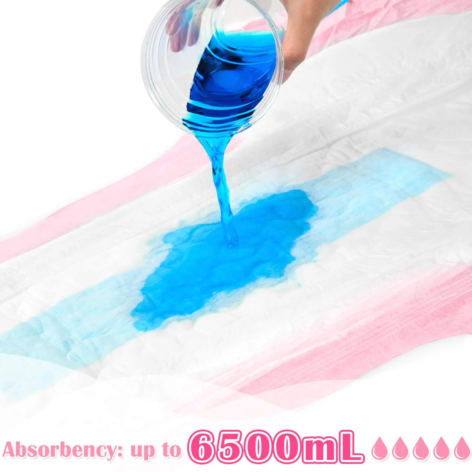 LittleForBig ABDry Ultra chłonne pieluchy dla dorosłych 6500 ml regulowane taśmy 10 sztuk różowe (L)