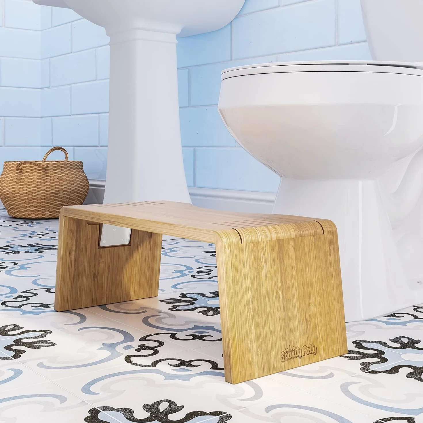 Squatty Potty Oslo SP-BAMBOO-OSLO Składany Taboret Toaleta 7-Cali Brązowy