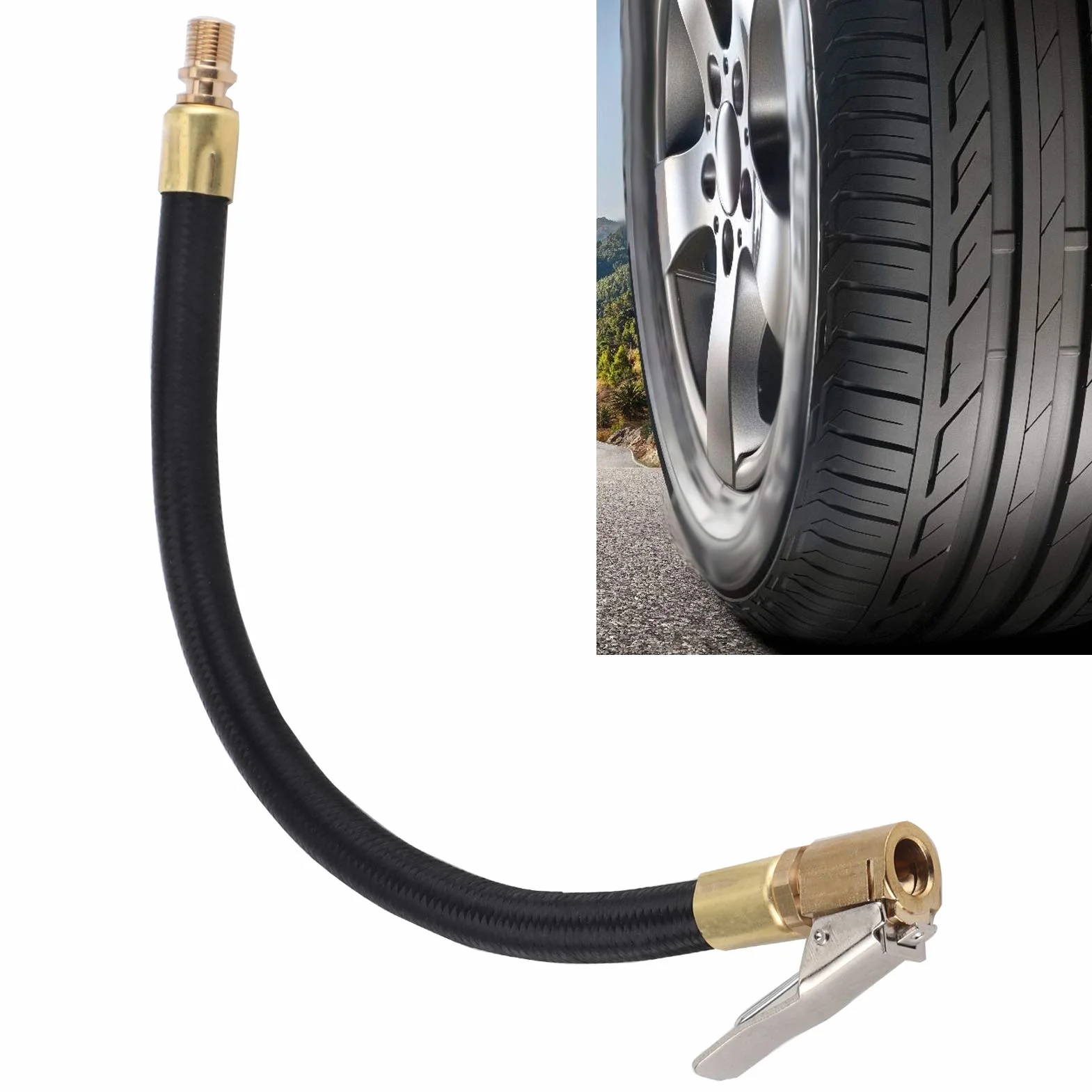 Jeffergarden Rurka Przedłużająca Inflator Opon, Szybka Inflacja Uniwersalny wąż Inflator Opon Adapter Rowerowy do Samochodów