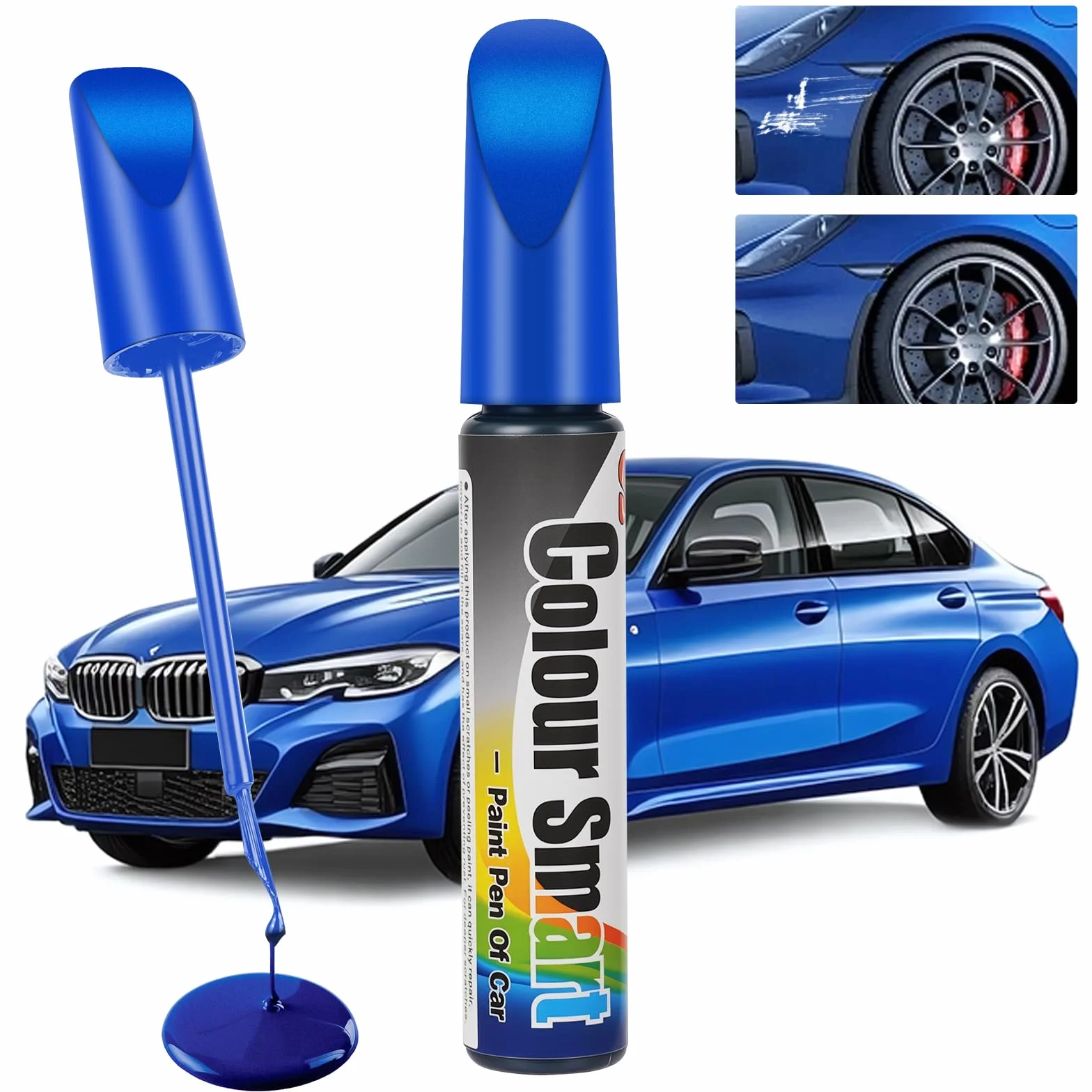 flintronic Długopis samochodowy, 12 ml, naprawa zarysowań samochodowych, szybkie i łatwe rozwiązanie, do usuwania zarysowań samochodowych, do pojazdów, felg, zadrapań samochodowych (niebieski)