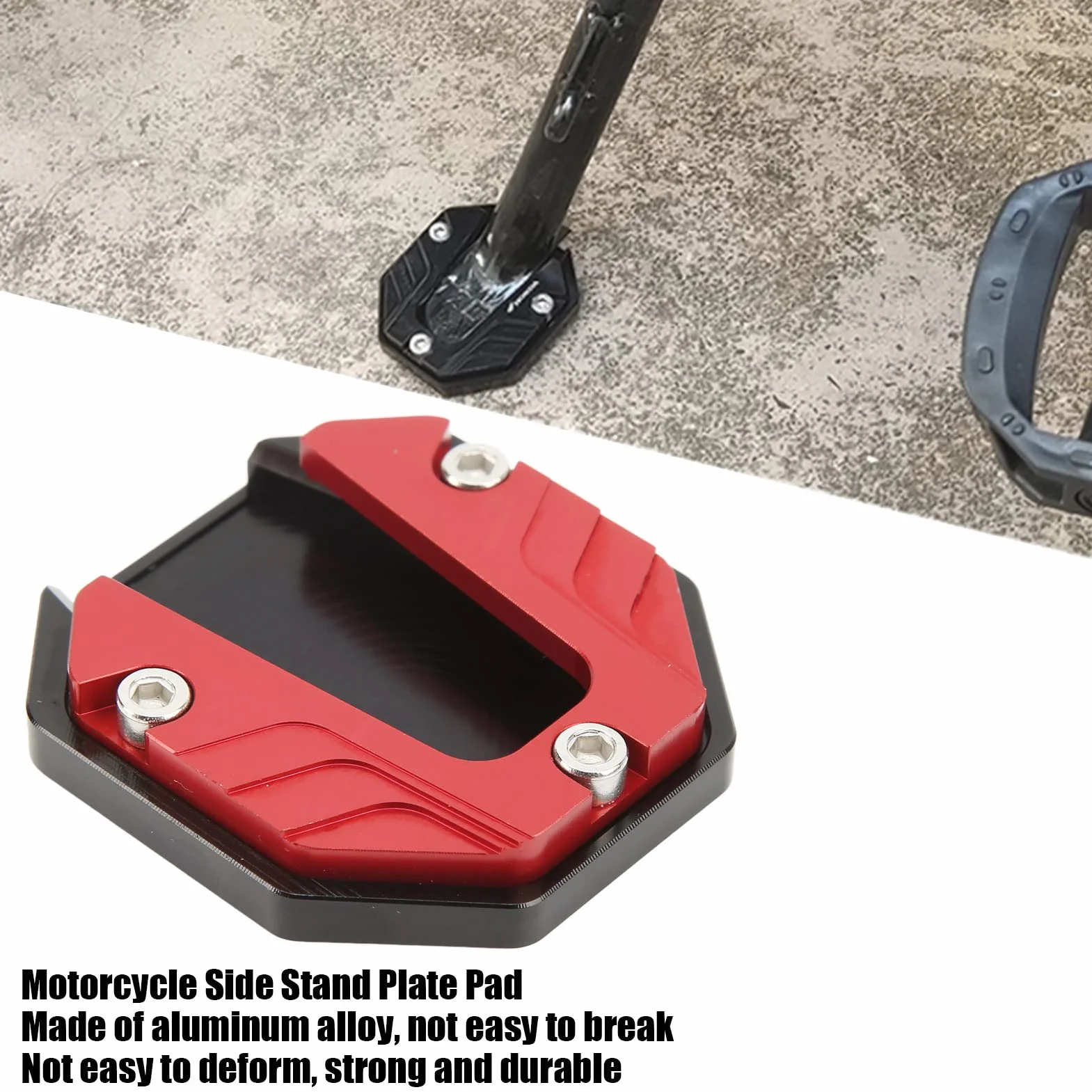 Podstawka Boczna Motocykla, Płyta Przedłużająca podpórkę boczną ze Stopu Aluminium Motocykla Podpórka Podpórka o Wysokiej Wytrzymałości Akcesoria do Płyt (Czerwony)