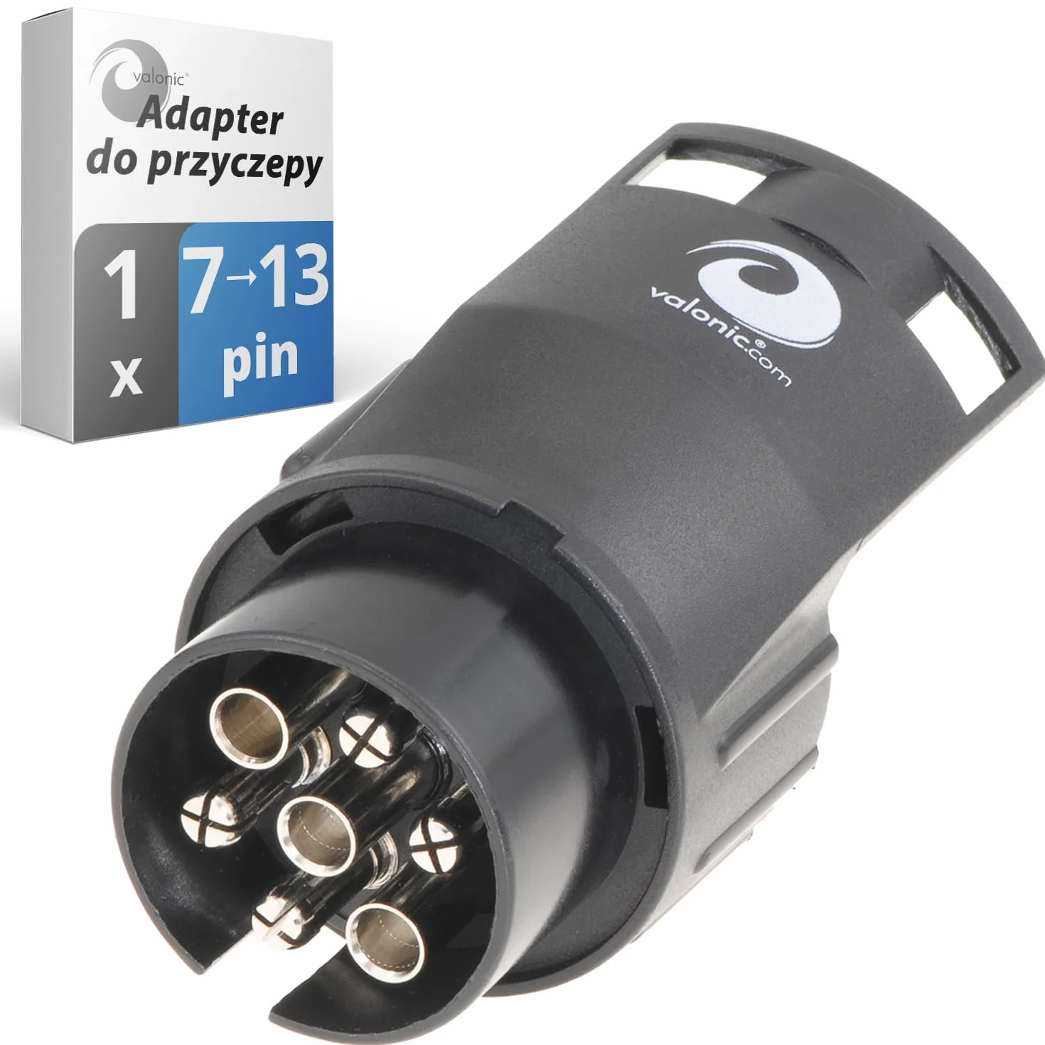 Adapter Valonic 7 do 13 Pin - Czarny Sprzęg Przyczepy do Samochodu i Ciężarówki, Krótki