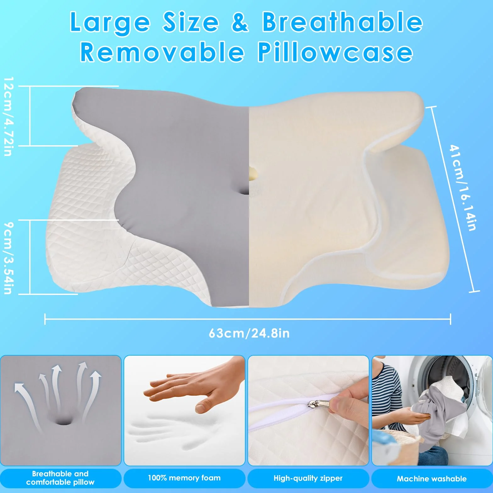 Dreamhigh Poduszka Ortopedyczna z Pianki Memory 9/12 cm Ergonomiczna z Poszewką