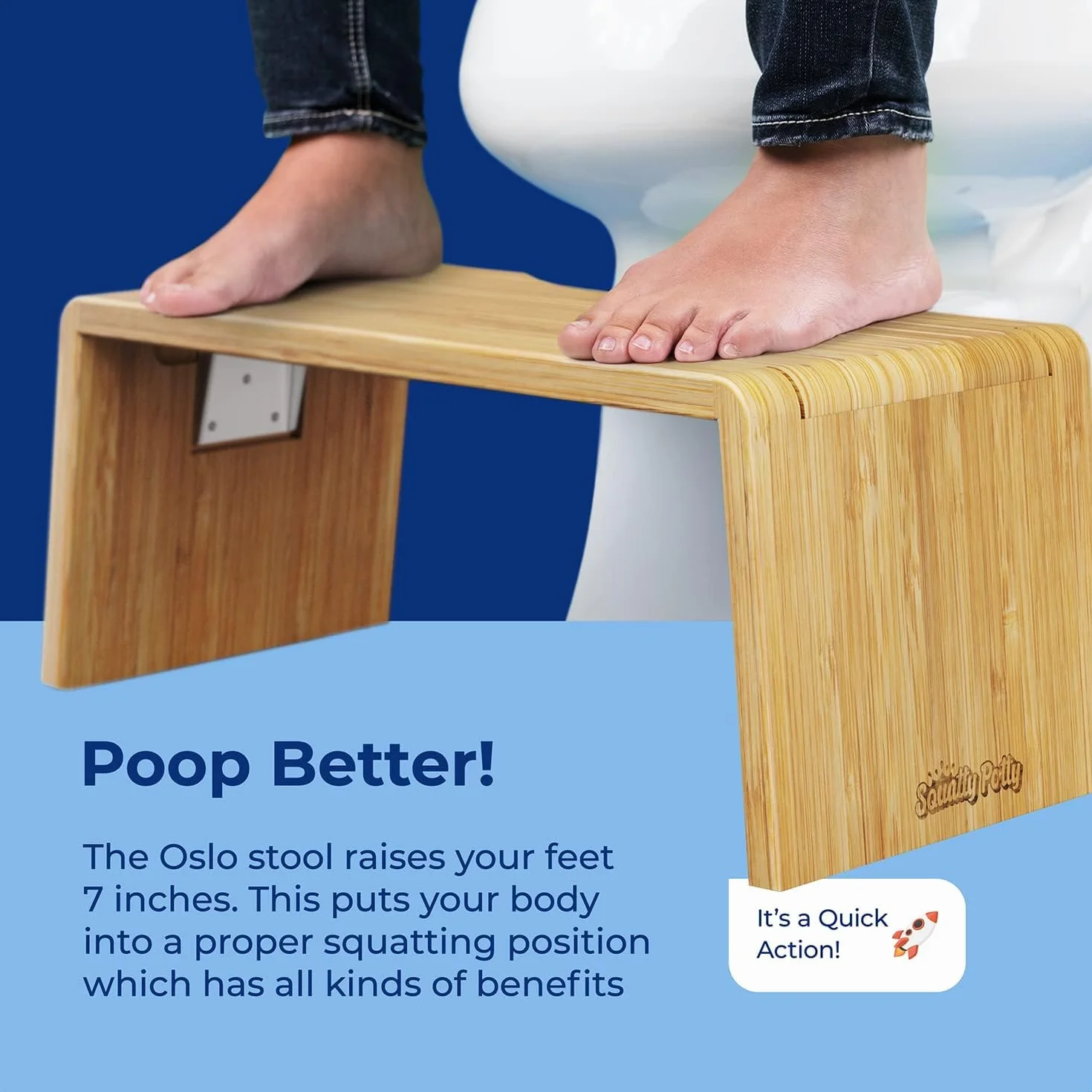 Squatty Potty Oslo SP-BAMBOO-OSLO Składany Taboret Toaleta 7-Cali Brązowy
