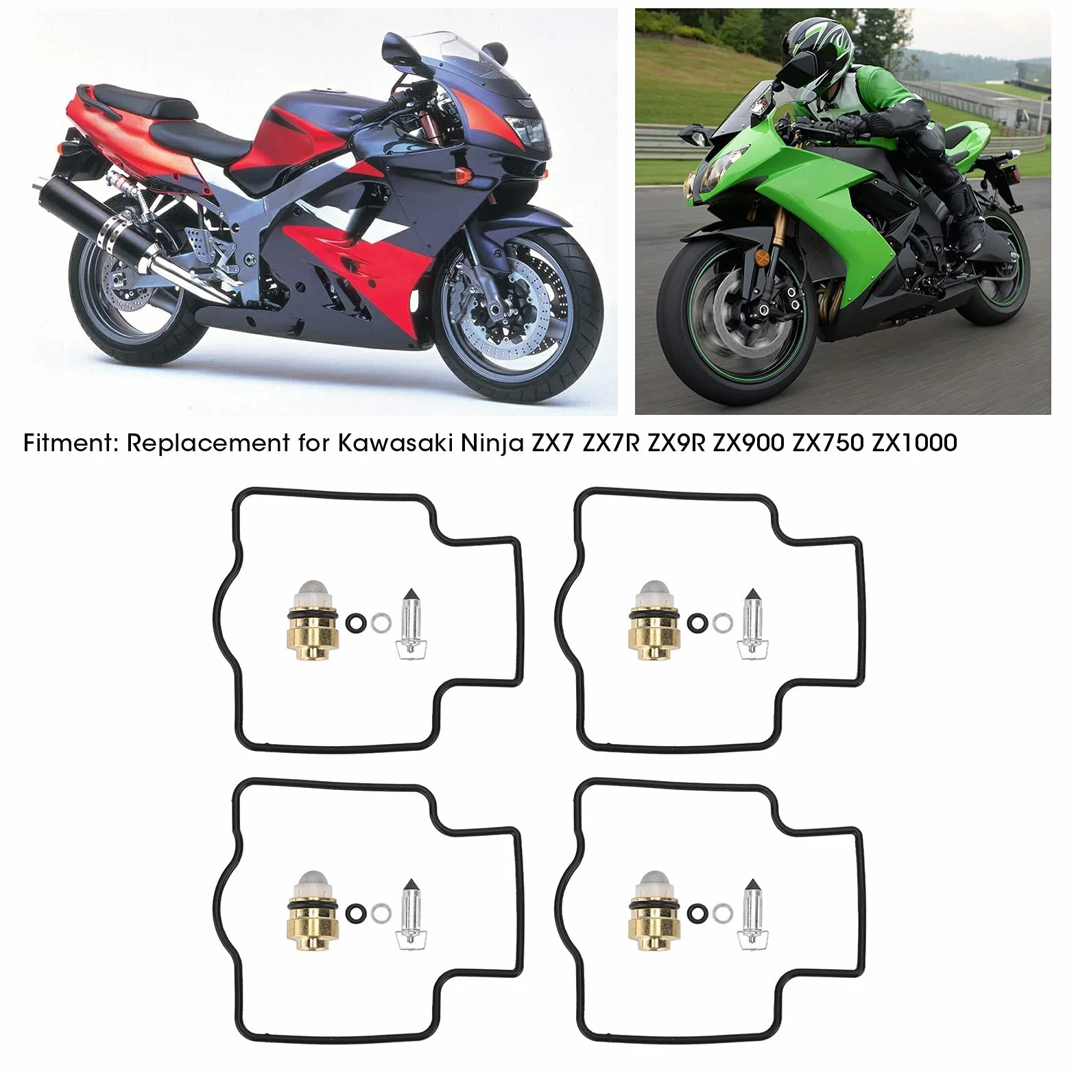 Zestaw Naprawczy Gaźnika Wymiana, 4 Zestawy Zestawy Naprawcze Gaźnika Motocyklowego Zamiennik dla ZX7 ZX7R ZX9R ZX900 ZX750 ZX1000