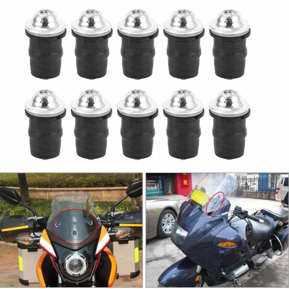 Śruby przedniej szyby-KIMISS M5 Wewnętrzne śruby sześciokątne przedniej szyby do uniwersalnej przedniej szyby motocykla, zestaw do montażu przedniej szyby (10 sztuk) (srebrny)
