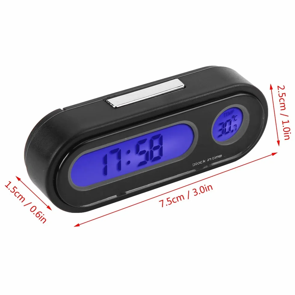 Zegar cyfrowy termometr woltomierz monitor,termometr samochodowy-Duokon 2 w 1 wnętrze samochodu Mini elektroniczny zegarek LED cyfrowy zegar termometr woltomierz;