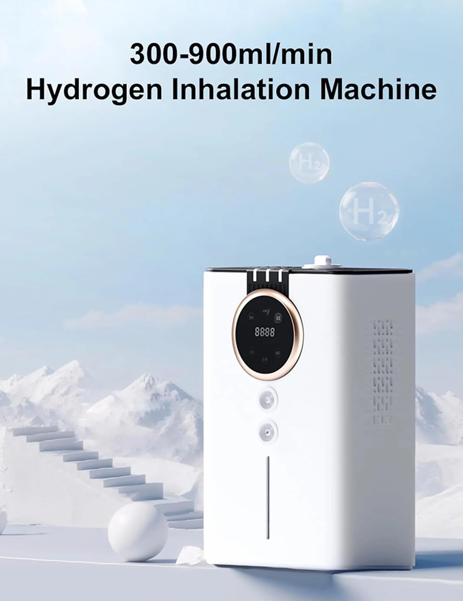 Inhalator Wodorowy 900 Ml/Min Generator H2 99,99% Czystości Regulowana Szybkość Przepływu Timer 6-Godzinny