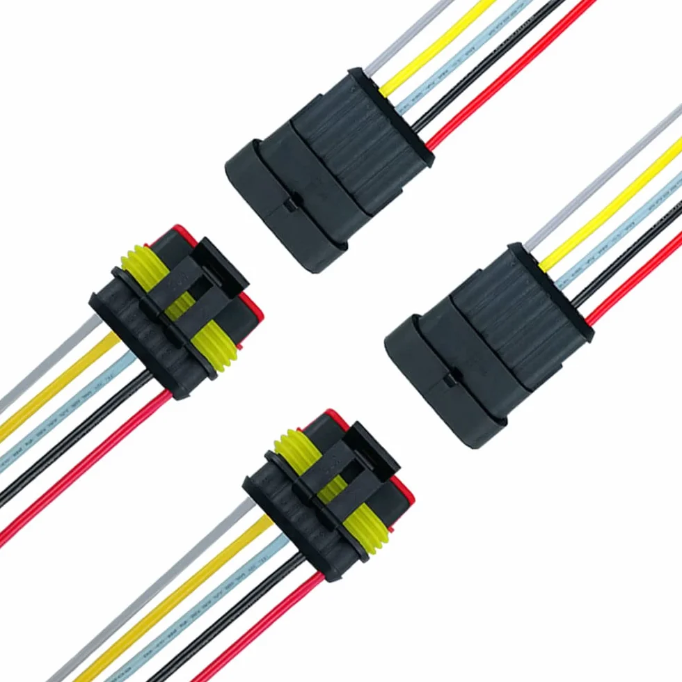 2 Zestaw 5 Pin Wodoodporny Złącze Elektryczny Samochodu, Uszczelniony Wodoodporny Elektryczny Złącze Wtyczka Gniazdo Zestaw z 16 AWG Wstępnie Okablowany, do Samochód Ciężarówka Łódź