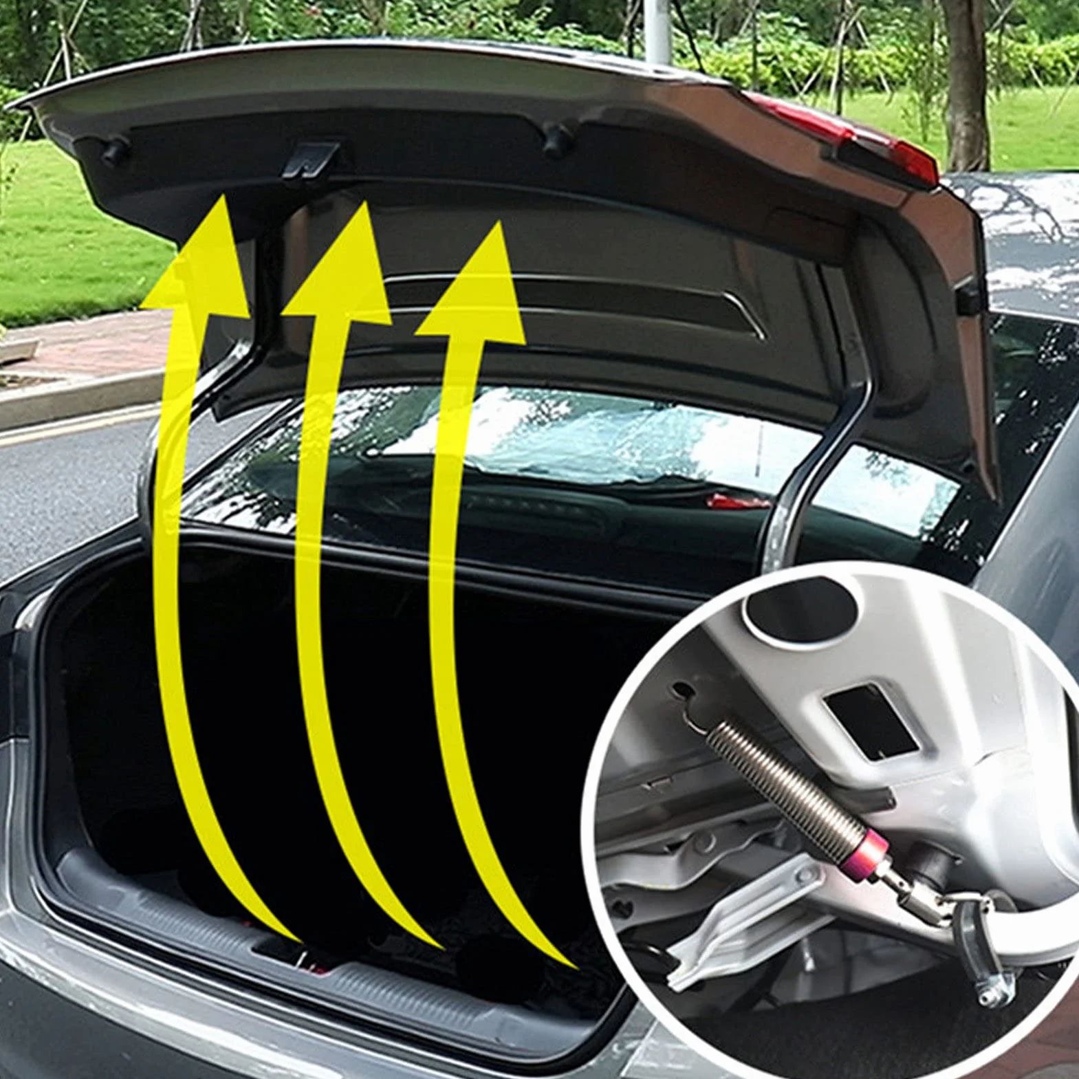Sprężyny Gazowe Bagażnika Tylnej Klapy Samochodu, 2 Szt.Regulowane Tylne Amortyzatory Bagażnika Auto Klapa Bagażnika Samochodu Automatyczna Sprężyna Podnosząca Narzędzie ze Stali Nierdzewnej