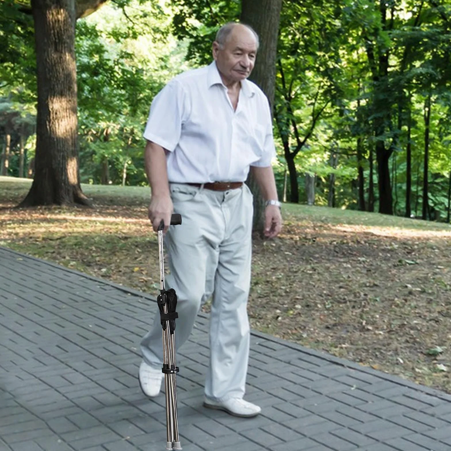 Składany kij z siedziskiem 80-90 cm, antypoślizgowa silikonowa podstawa, nośność 100 kg