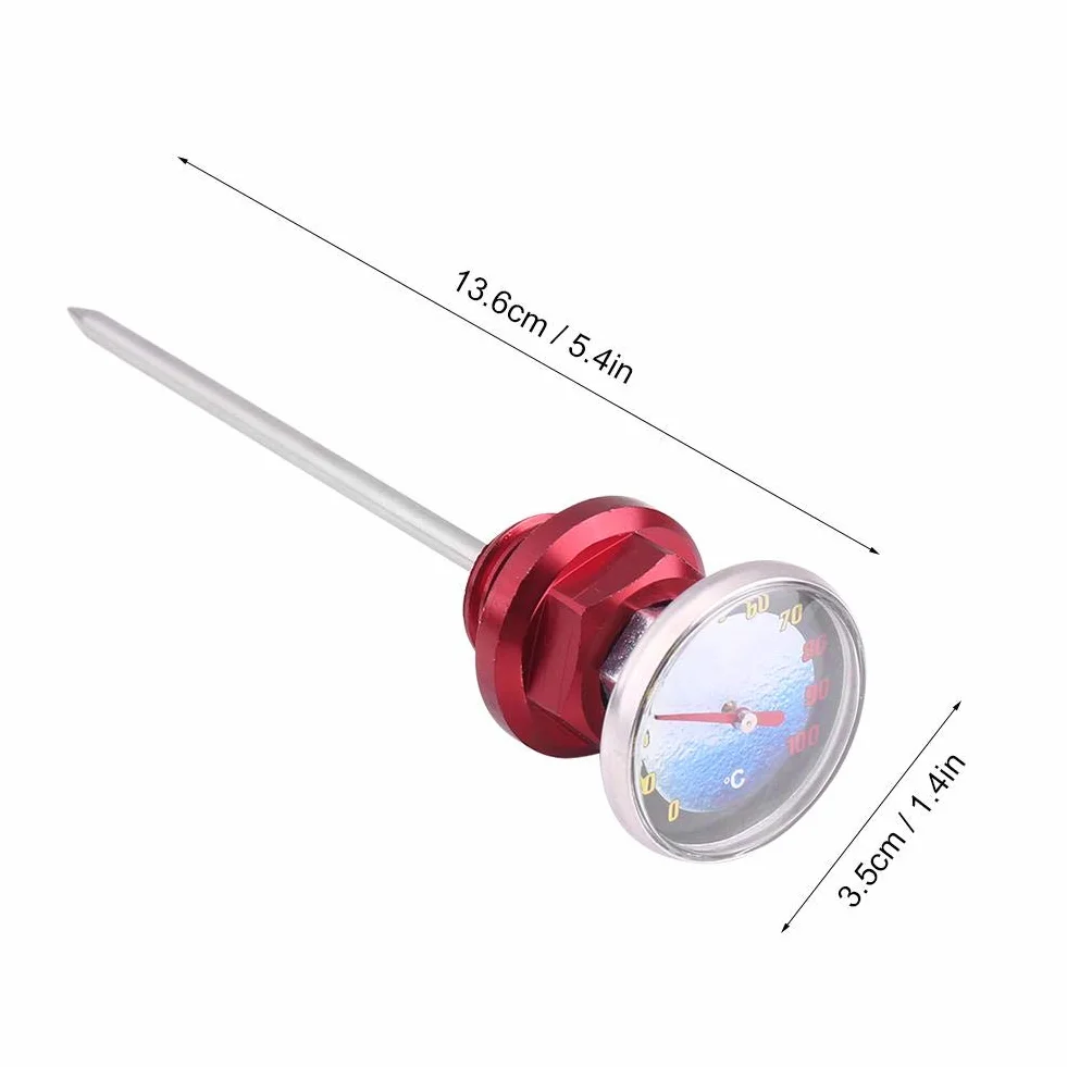 Dipstick do motocyklowego ze stopu aluminium wskaźnik poziomu Dipstick temperatura z termometrem do motocykla 125 cm³ (czerwony)