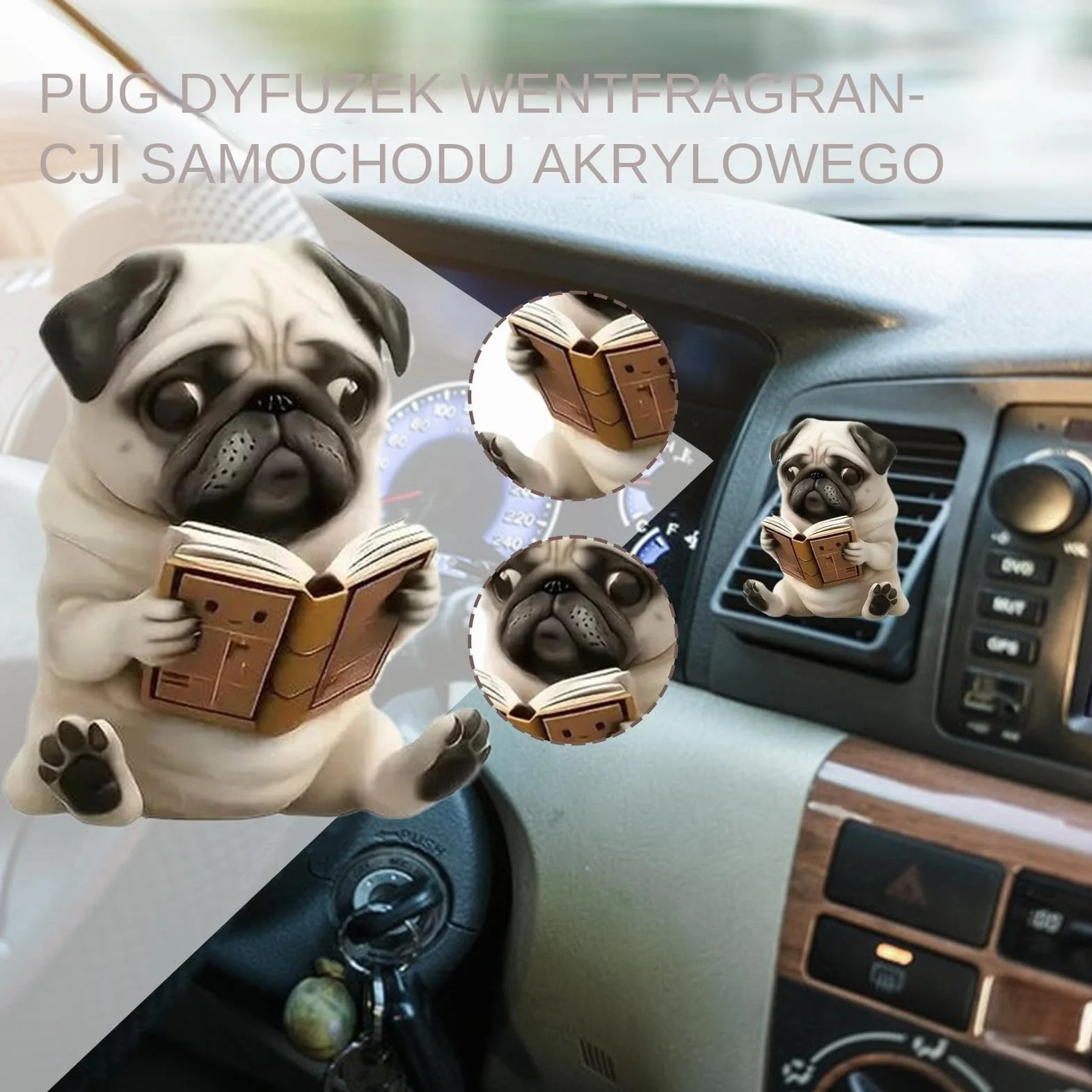 Dyfuzor Zapachu do Samochodu - Uroczy Pies 2D Akrylowy Neutralizator Zapachu