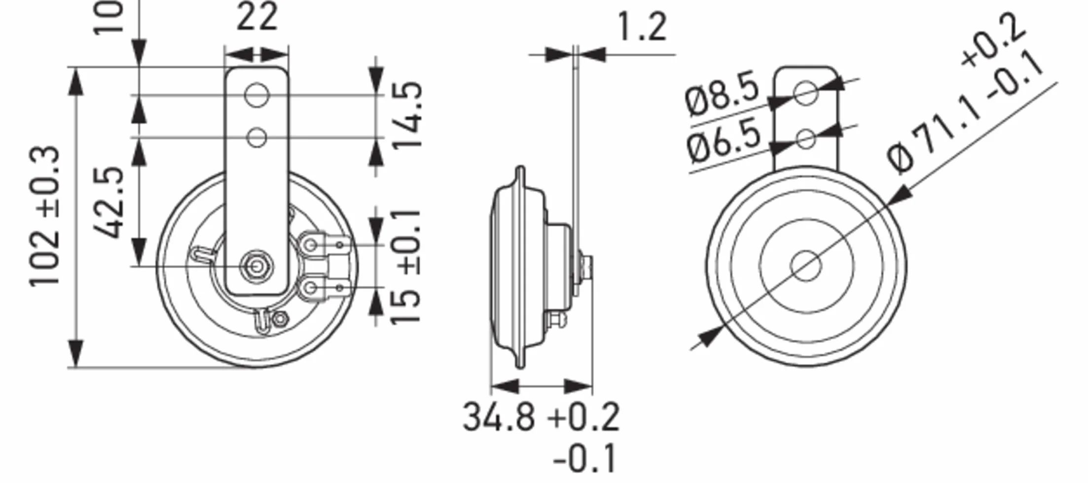 HELLA 012588061 seria motocyklowa, czarna, 12 V, klakson tarczowy (uniwersalne dopasowanie - pojedynczy blister)