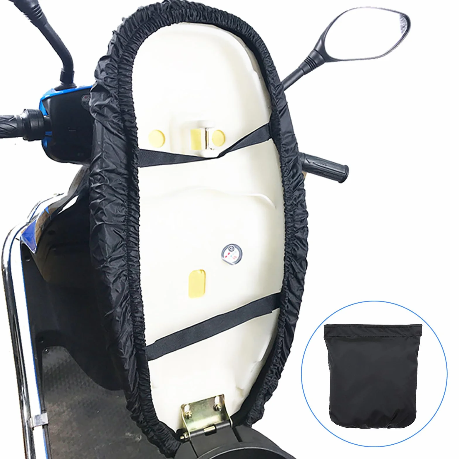 Uniwersalny pokrowiec na fotel motocyklowy, wodoodporny pokrowiec na siedzenie z gumową taśmą Moto Roller (czarny, XL)