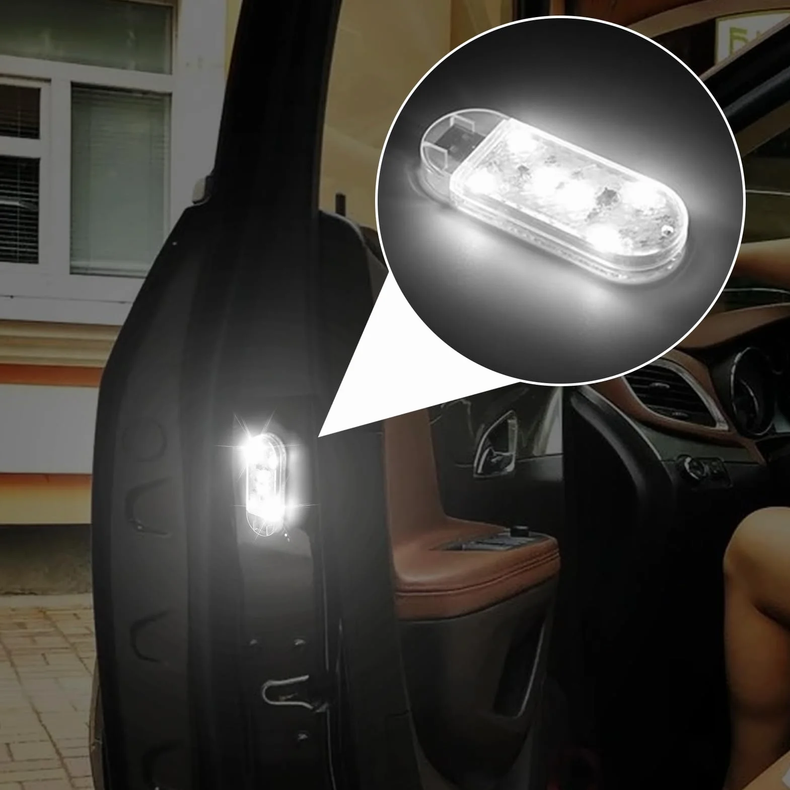 Magnetyczna lampka LED z czujnikiem powitalnym do drzwi samochodu, oświetlenie projektora USB