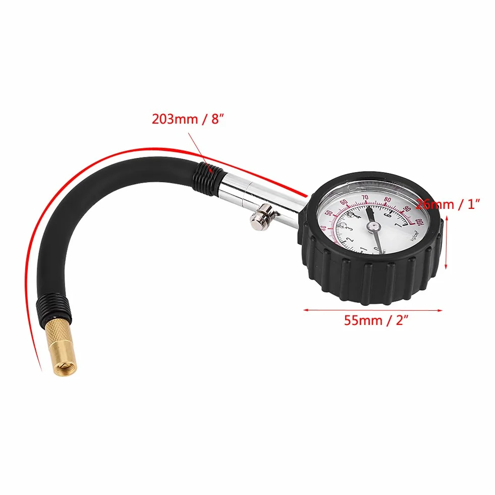 Akozon - Manometr do opon samochodów osobowych, ciężarowych, motocykli, rowerów (0-100psi, 0-7kg / cm2)