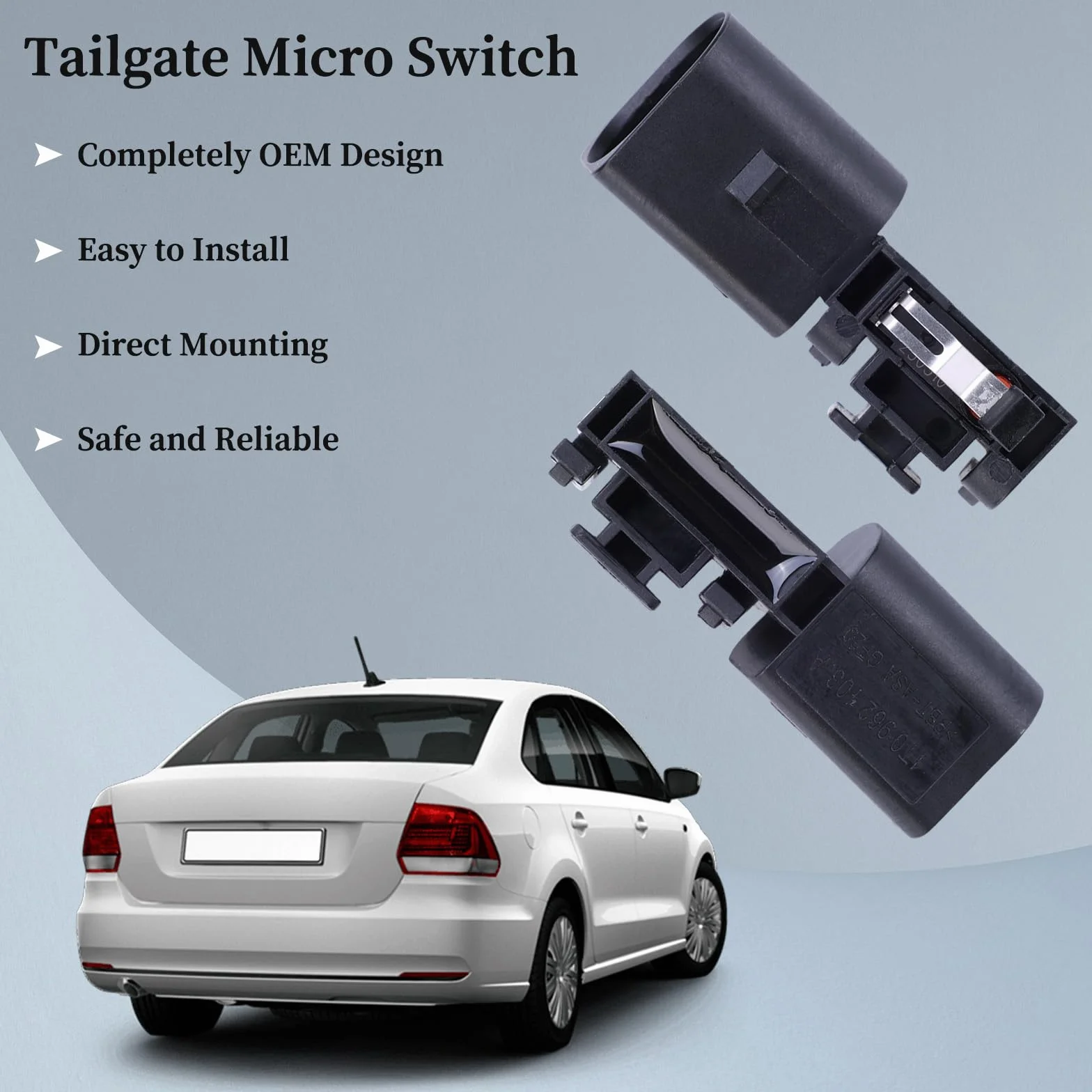 Zastępczy mikroprzełącznik tylnej klapy kompatybilny z modelami VW 2002-2009 - pasuje bezpośrednio 1T0962103. Wysokiej jakości, trwały przełącznik z łatwą instalacją.
