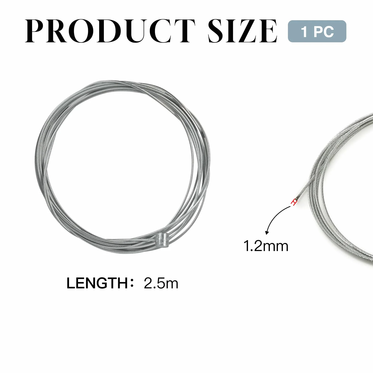 Uniwersalny kabel przepustnicy 2,5 m Ø1,2 mm z gniazdem wtykowym, do gaźnika, uchwytu gazowego do skuterów i skuterów 50 cm3 (silnik AM6/GY6)