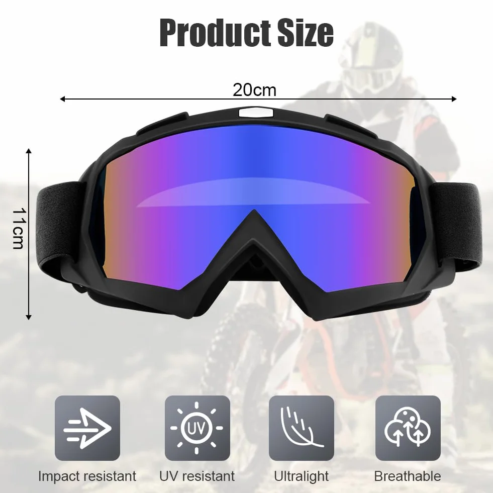HOTUT Gogle rowerowe do jazdy konnej, brudu, jazdy na nartach, ATV, wyścigów, wiatroszczelne i pyłoszczelne okulary do jazdy motocrossowej, UV400, wyściełane, miękka, gruba pianka, kask motocrossowy