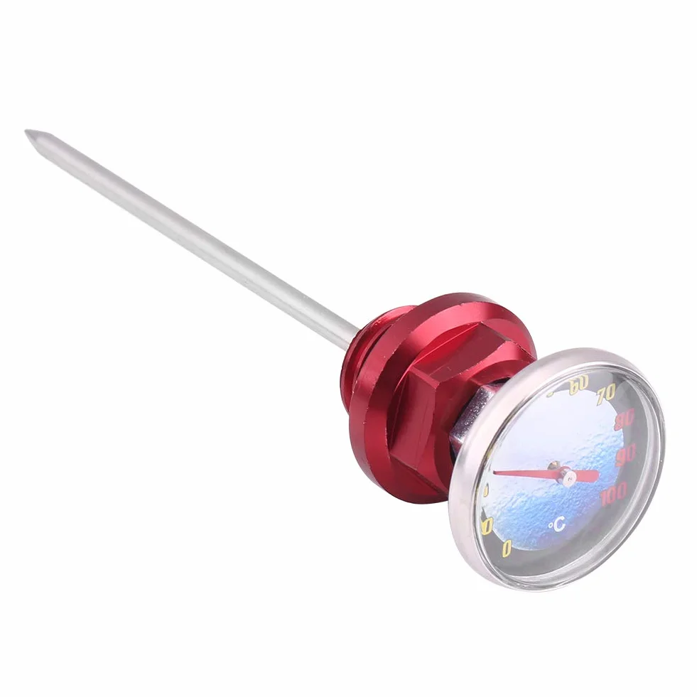 Dipstick do motocyklowego ze stopu aluminium wskaźnik poziomu Dipstick temperatura z termometrem do motocykla 125 cm³ (czerwony)