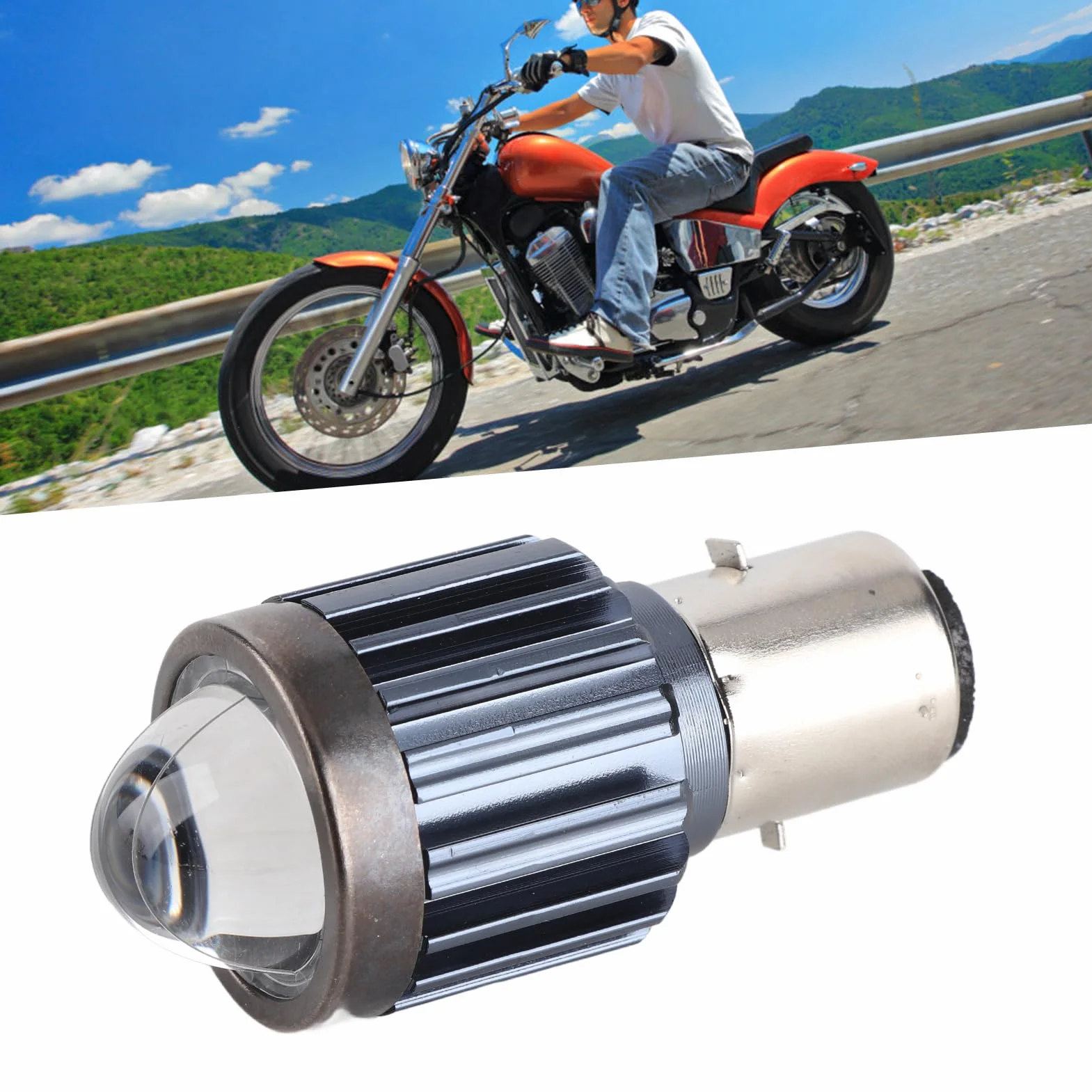 Tbest BA20D LED Reflektor 3500lm 6000K Białe światło Reflektory Motocyklowe o Wysokiej Jasności z powłoką ze Stopu Aluminium dla Większości Motocykli
