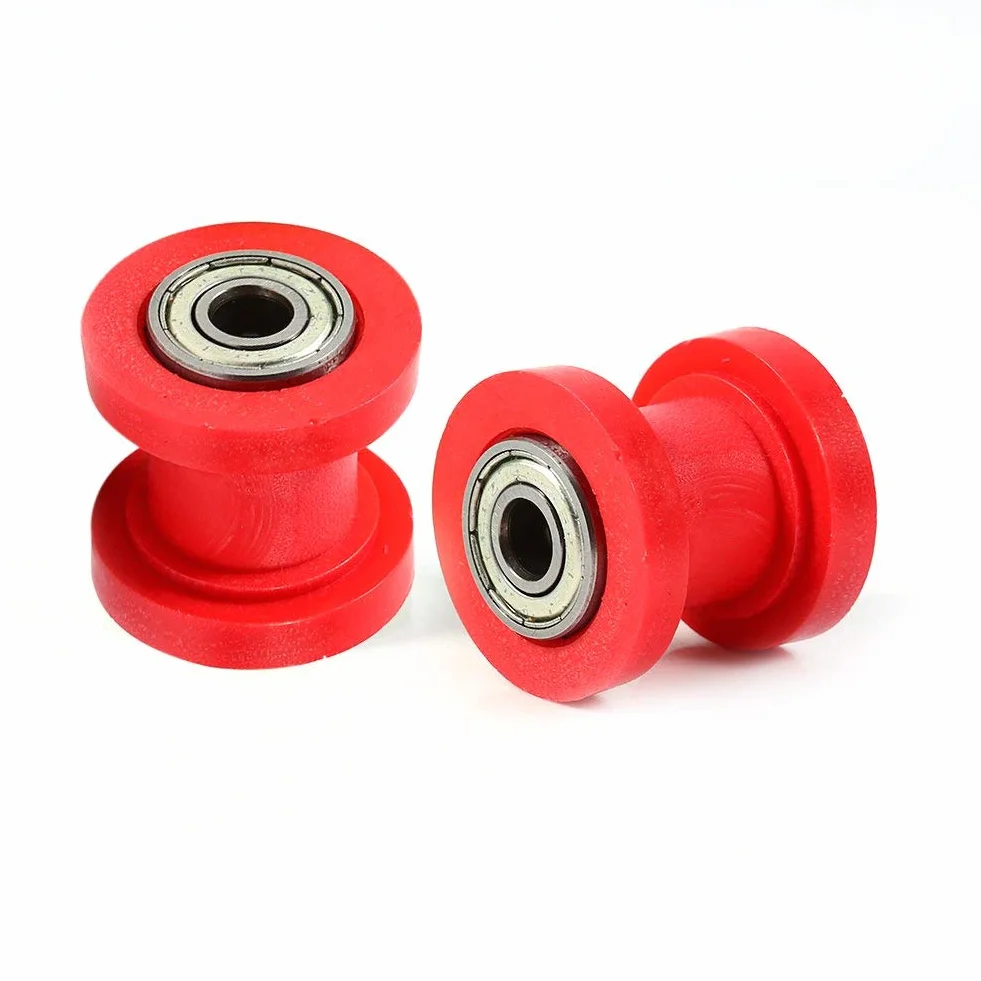 Rolki łańcucha napędowego 10mm łańcuch rolkowy suwak napinacz prowadnica koła Pit Dirt Mini Bike Moto Atv czerwony