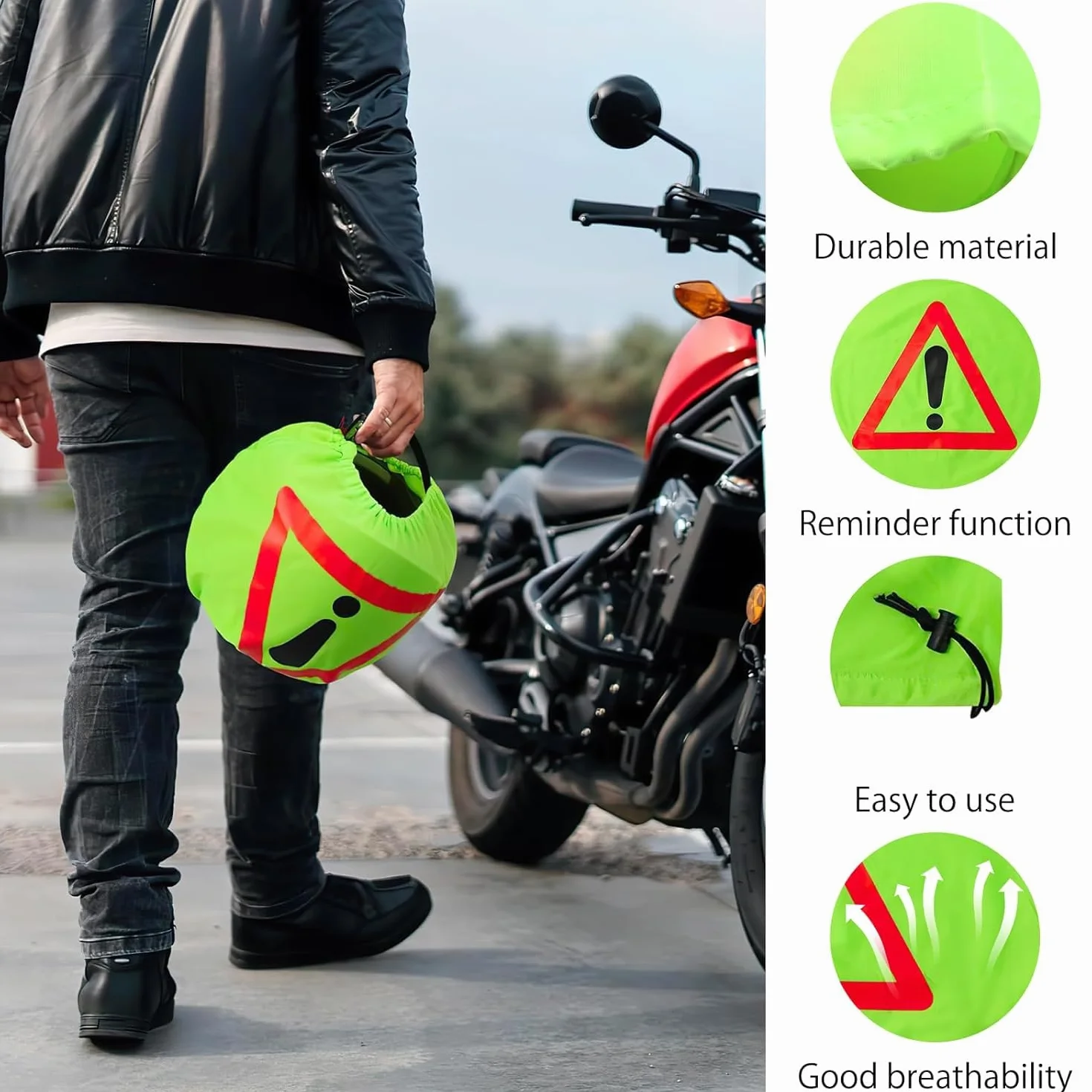 Trójkąt ostrzegawczy na kask motocyklowy, trójkąt ostrzegawczy, trójkąt ostrzegawczy, osłona na kask, pokrowiec na kask motocyklowy, worek do ochrony przed wypadkiem, oznakowanie miejsc