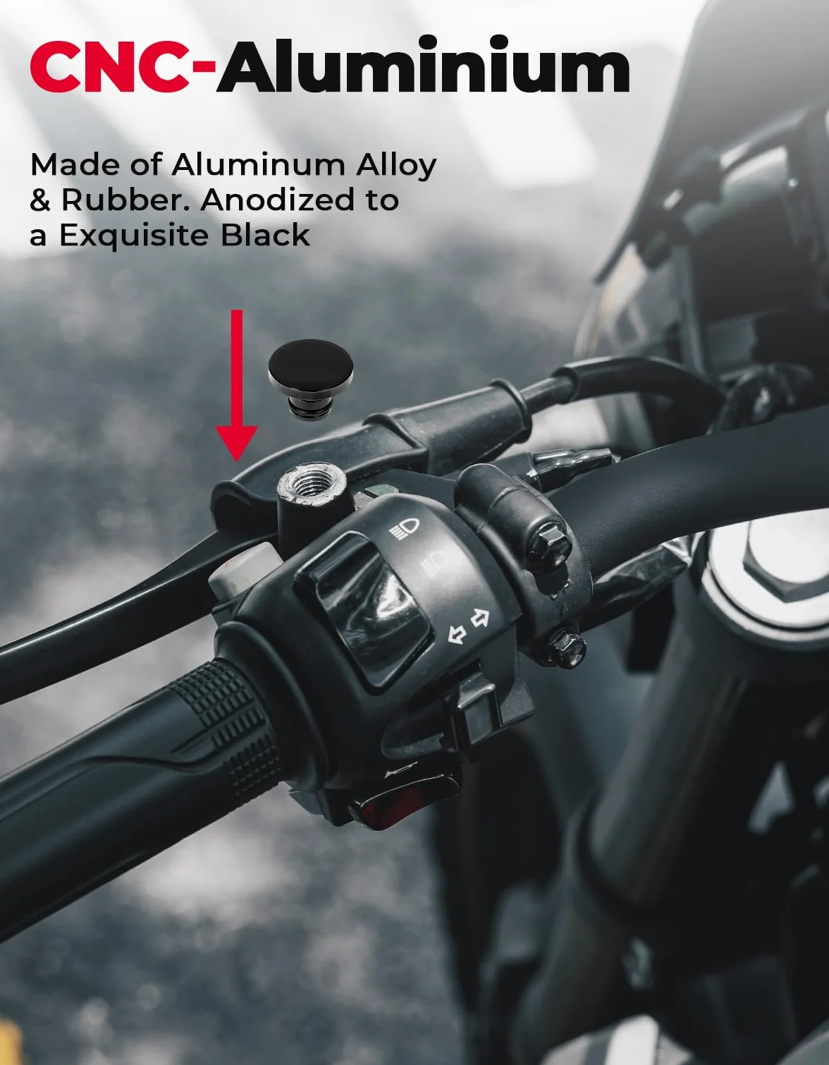 KEMIMOTO Uniwersalne śruby zaślepk do lusterek motocyklowych M10, CNC aluminium, osłony lusterek motocyklowych na gwint M10, śruby osłonowe gwintowane, 2 sztuki