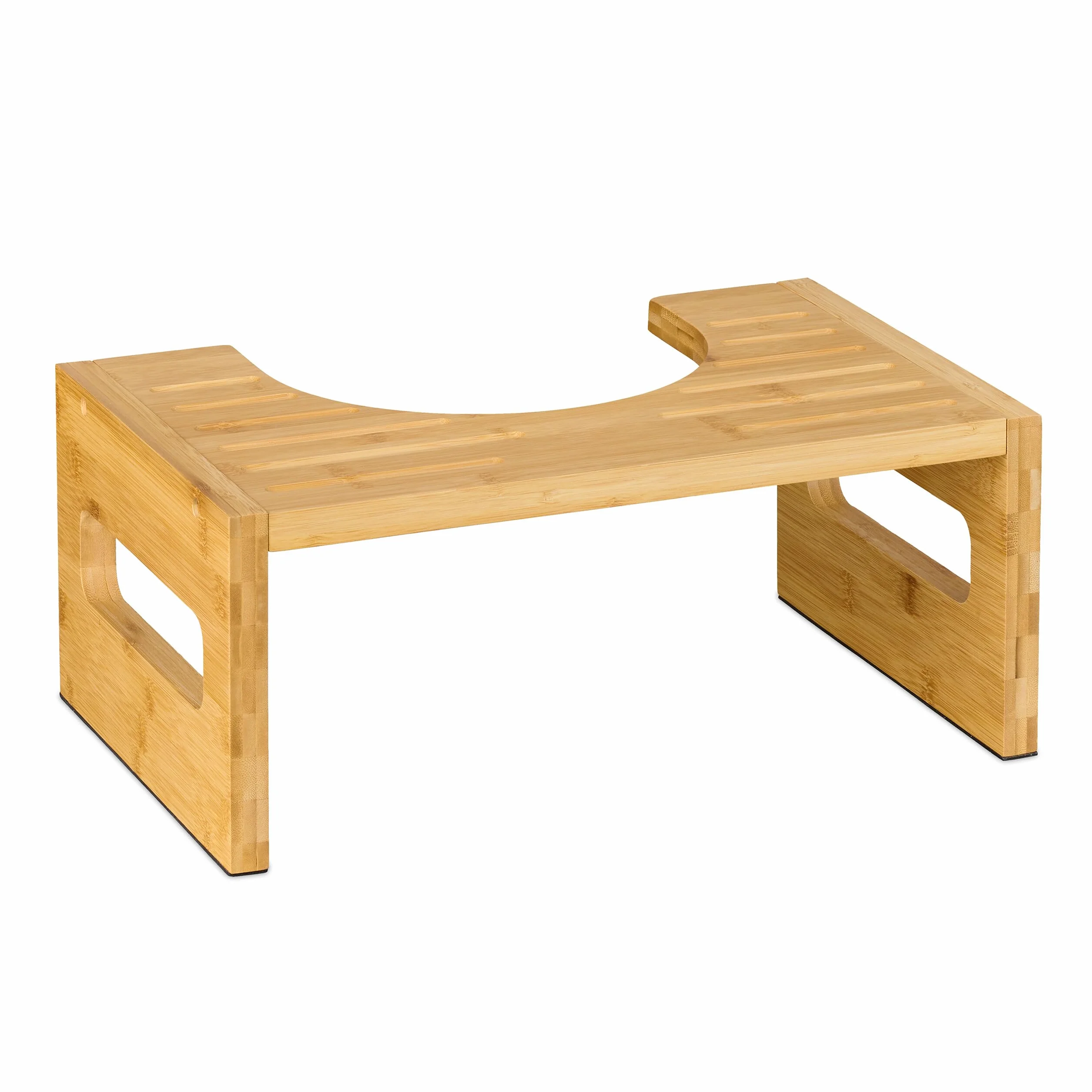 Relaxdays Taboret toaletowy bambusowy 18,5 x 43,5 x 28 cm naturalny