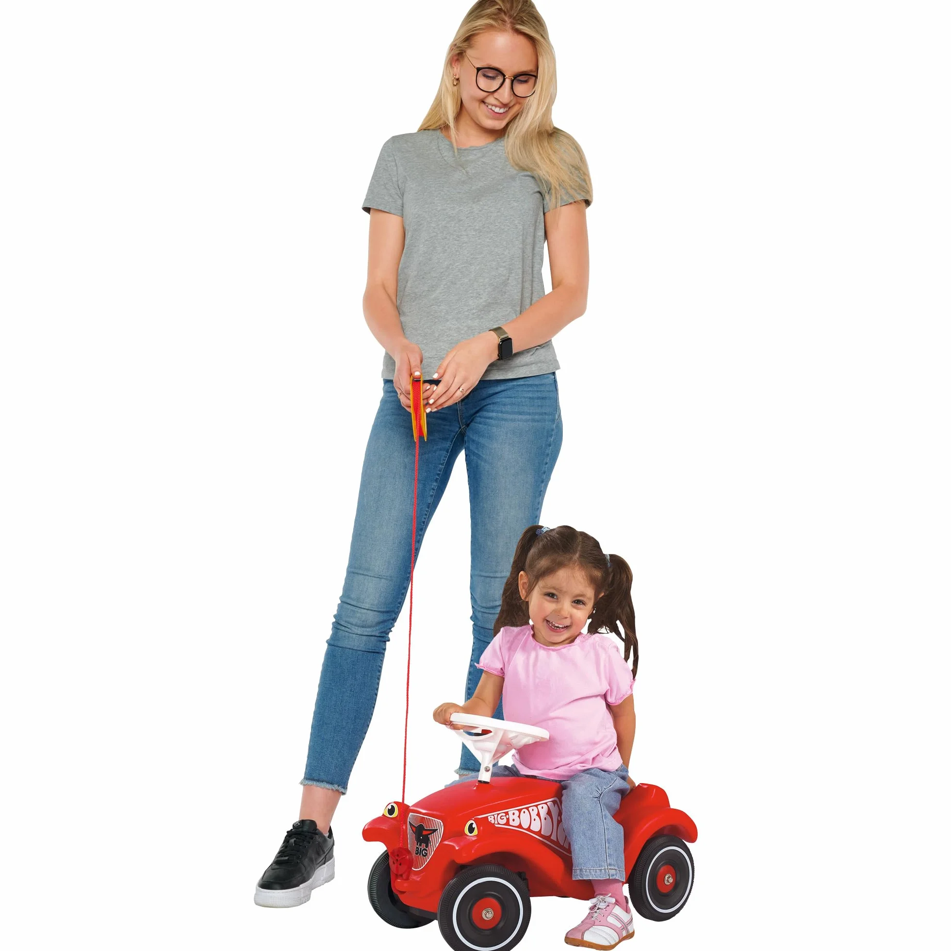 Big Spielwarenfabrik Bobby-Car Linka Holownicza, Czerwony/Żółty, 172 cm