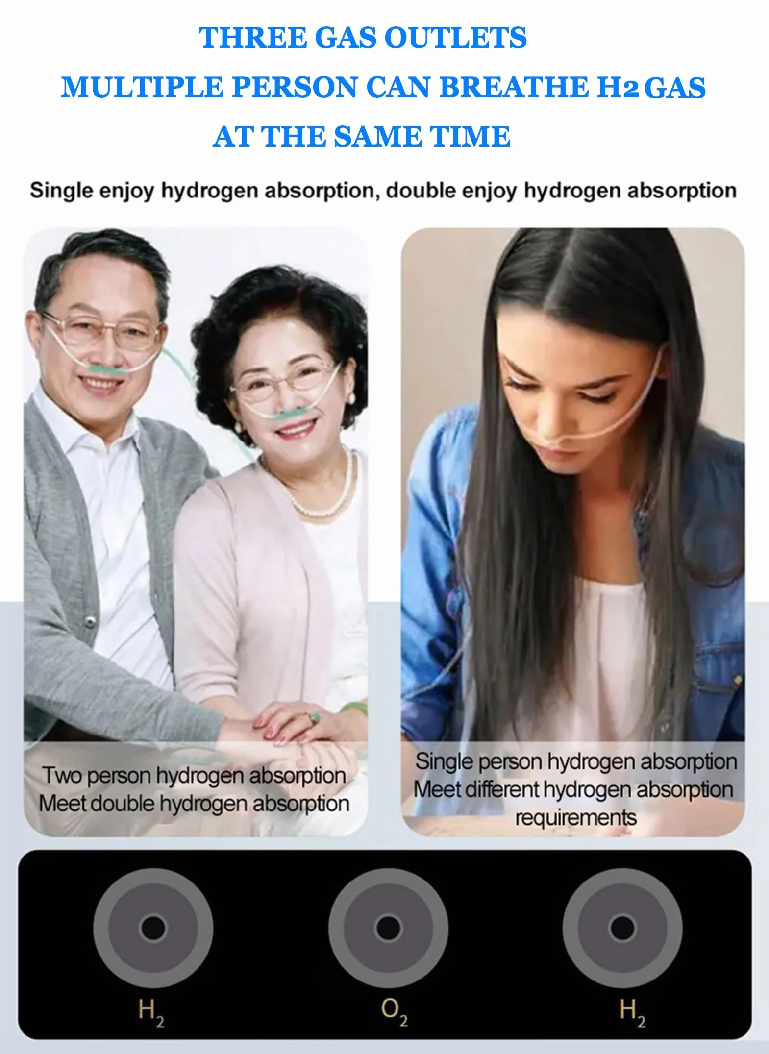 Inteligentny inhalator wodoru Three suction 3000ml, wysoka czystość 99,99%, regulowane natężenie przepływu
