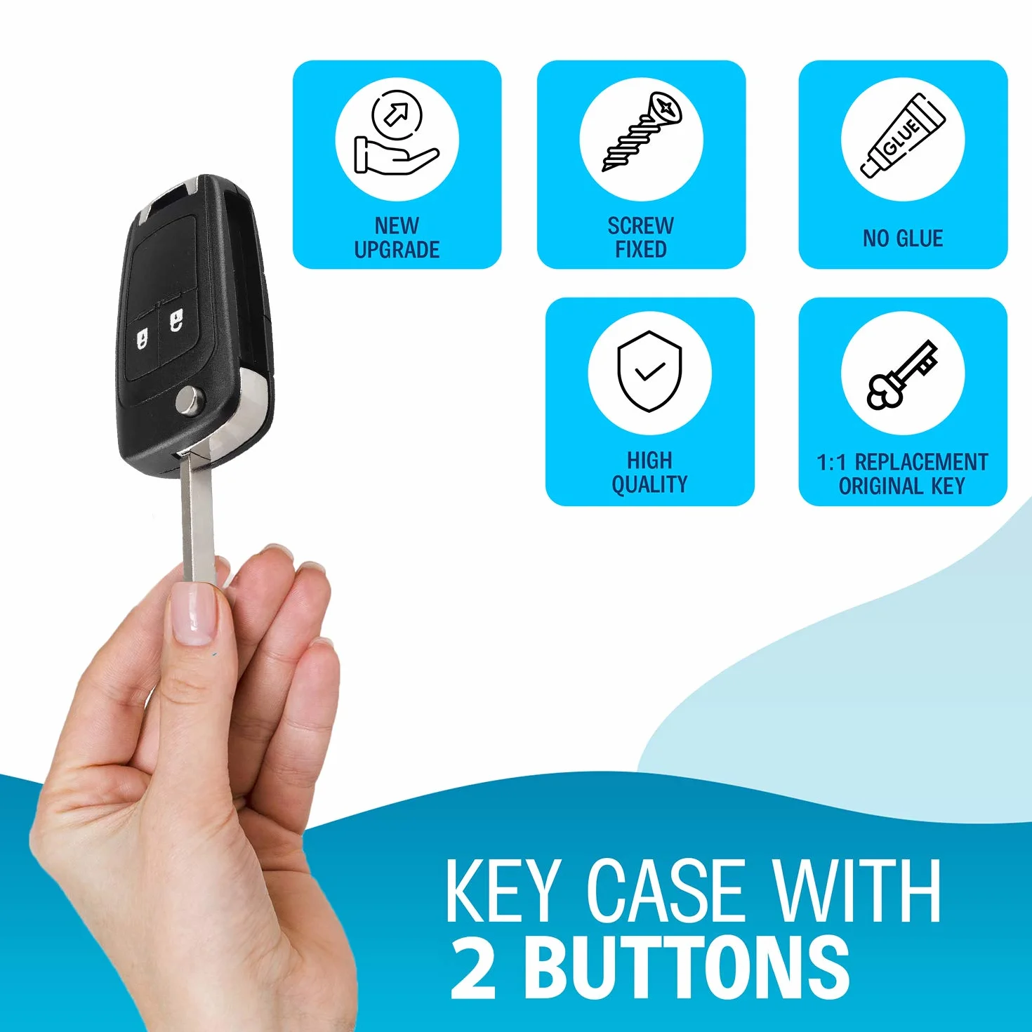 Etui na klucze do Opel Astra J Insignia A Meriva B Zafira C Mokka Chevrolet Orlando Aveo - 2 przyciski pilot zdalnego sterowania