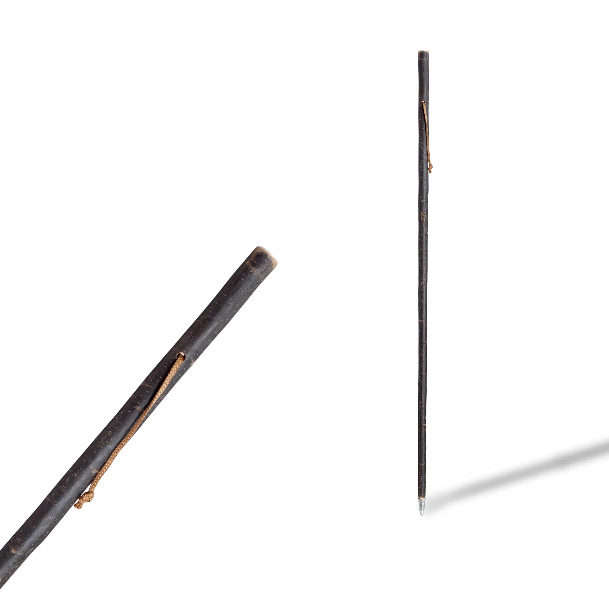 Kij laska z naturalnego kasztanowego drewna ze skórzanym uchwytem 125 cm rozmiar L