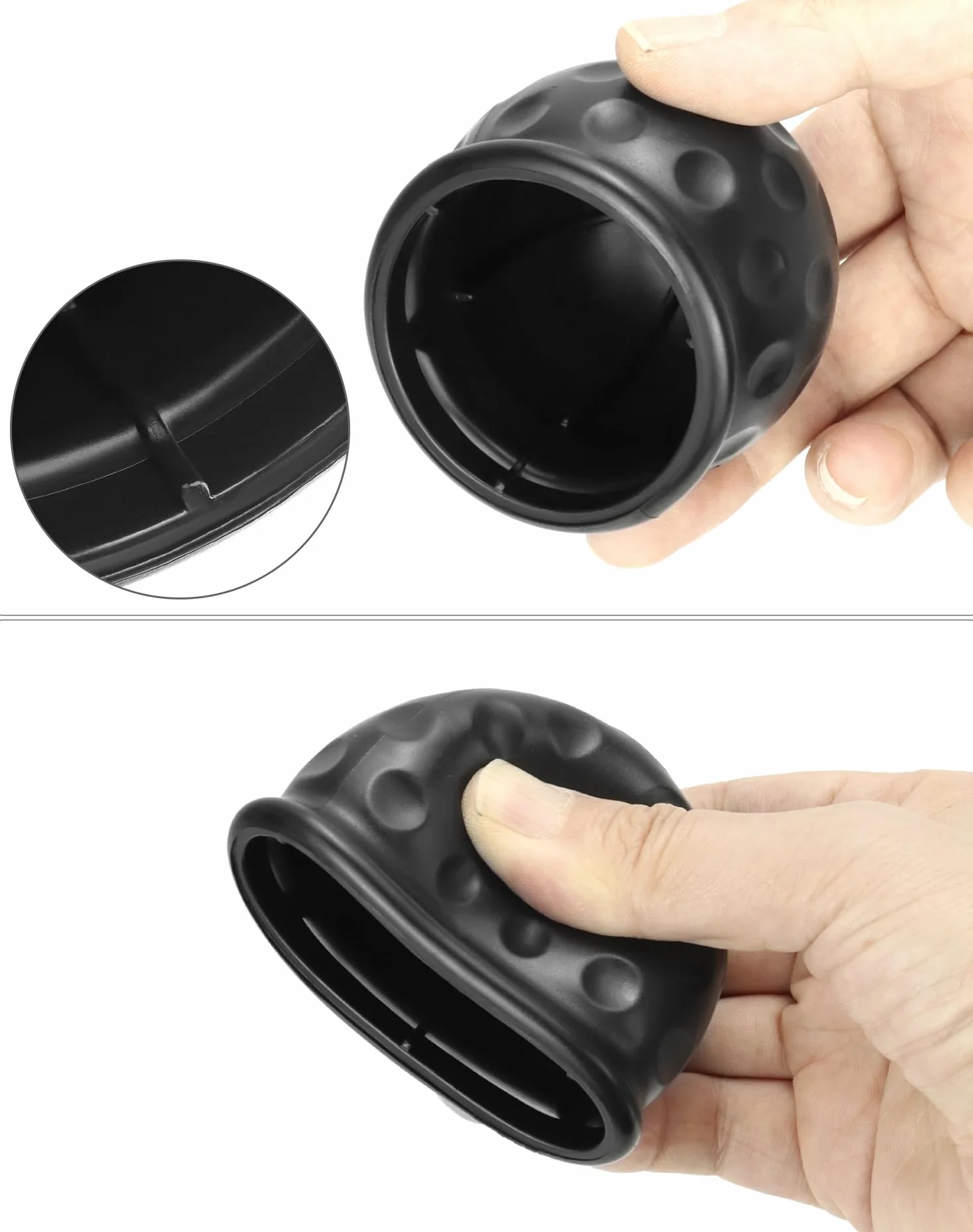 QWORK® Zestaw 4 osłon zaczepu przyczepy, gumowej osłony zaczepu przyczepy 50 mm, głowicy kulowej zaczepu przyczepy do przyczep, samochodów osobowych, ciężarówek i pojazdów kempingowych (czarny)
