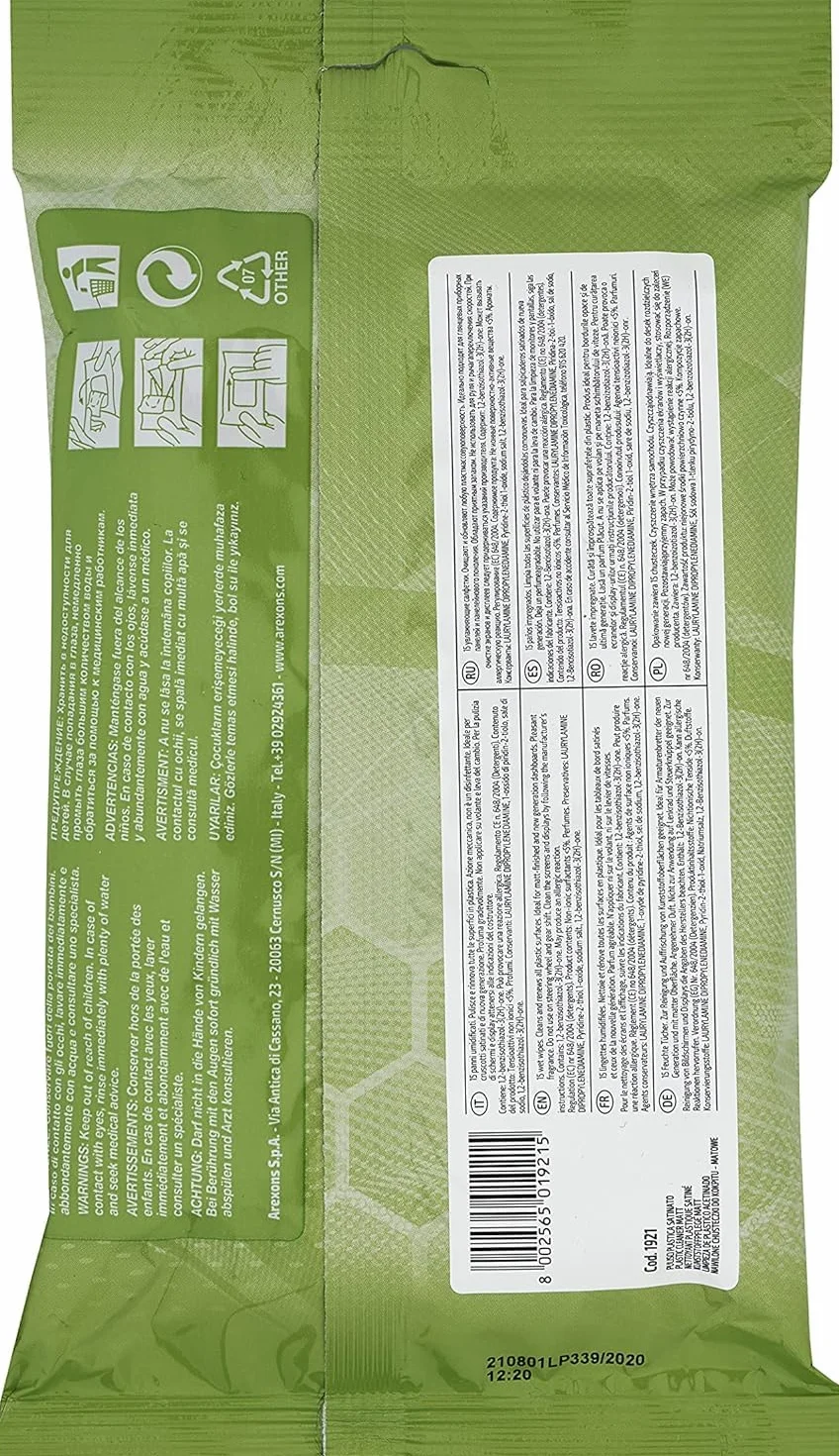 Arexons ARX1921 Plastico chusteczki do czyszczenia acetinado 15